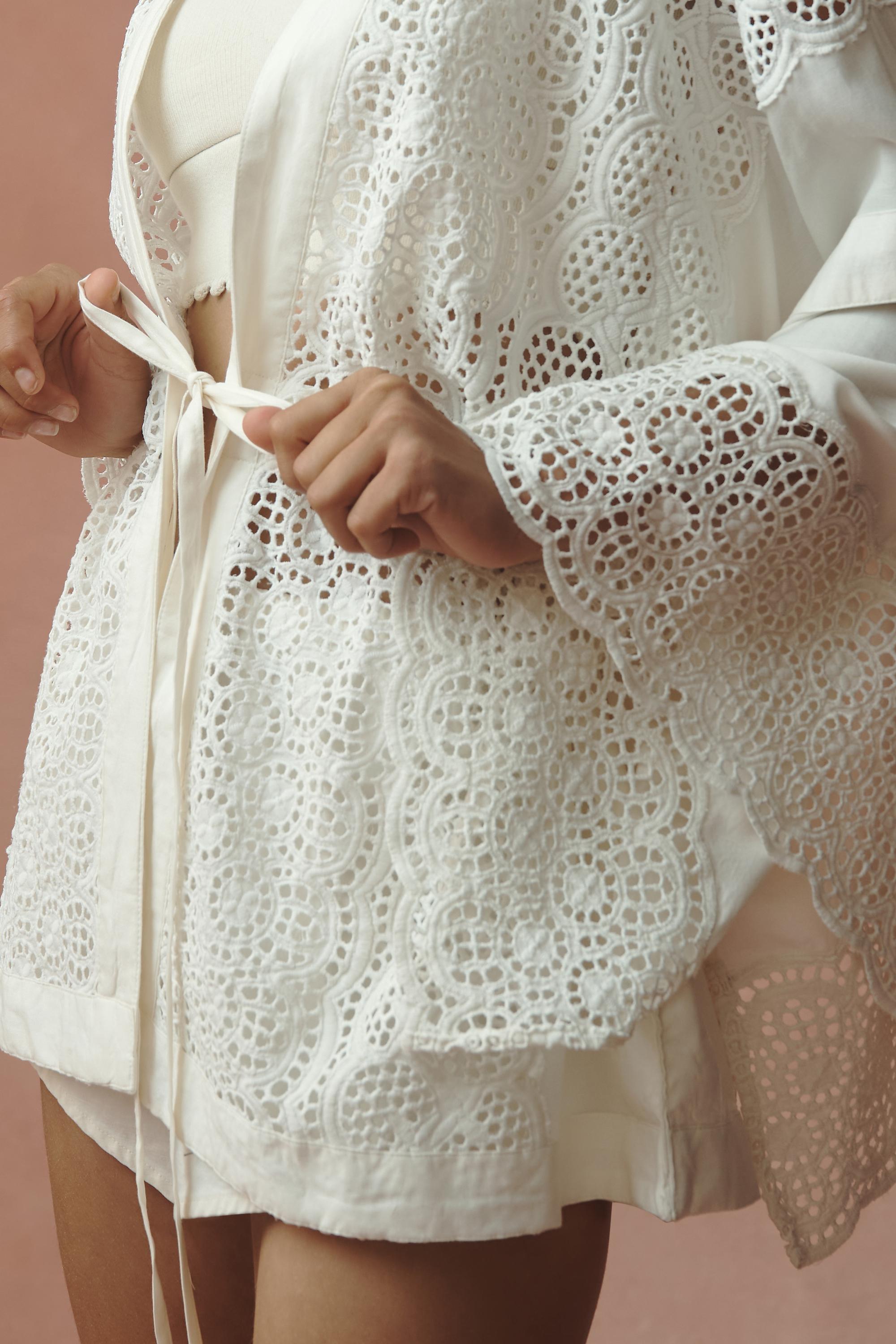 Anthropologie Lace Details Crop Top, Cream, A501_0012, large image number 3