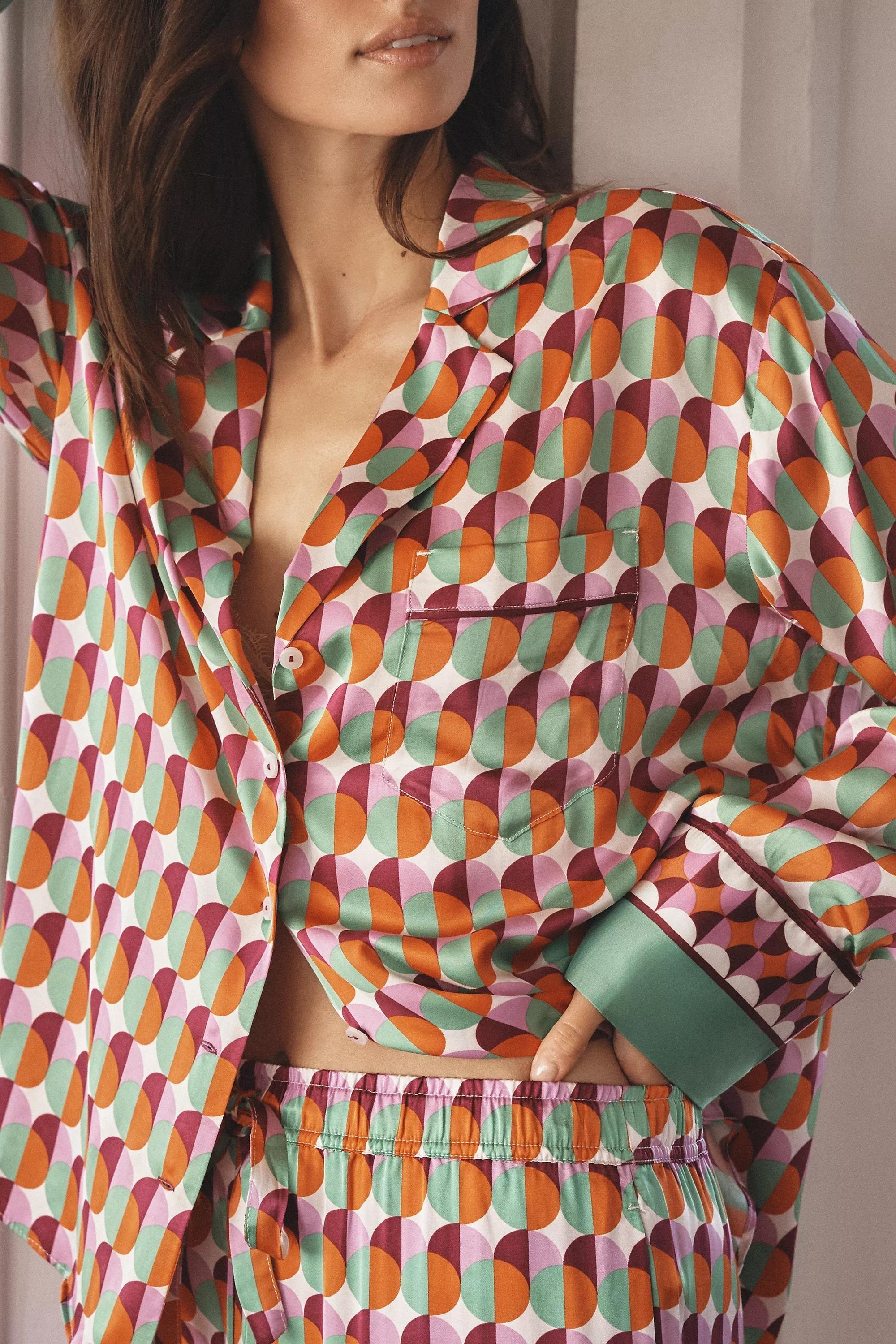 Anthropologie Geometric Print Blouse, Green, A501_0030, large image number 1