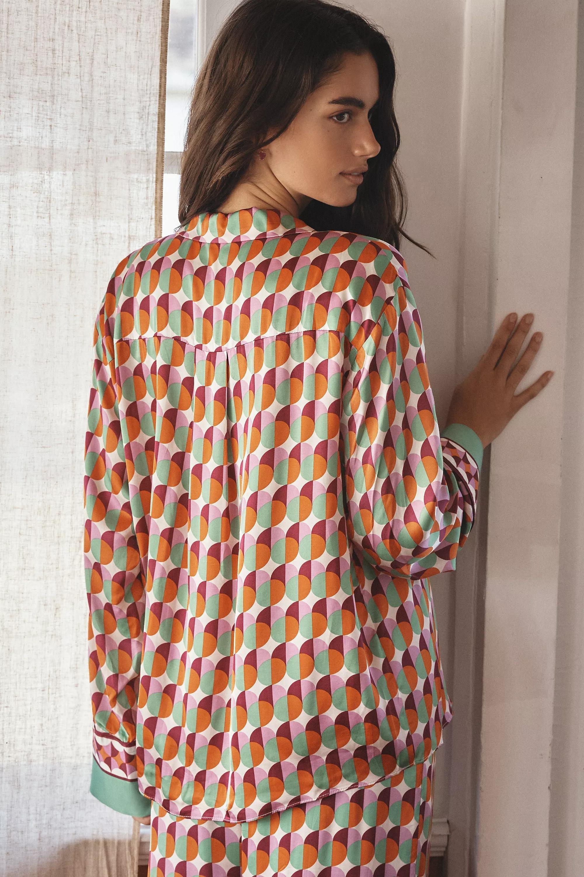 Anthropologie Geometric Print Blouse, Green, A501_0030, large image number 2