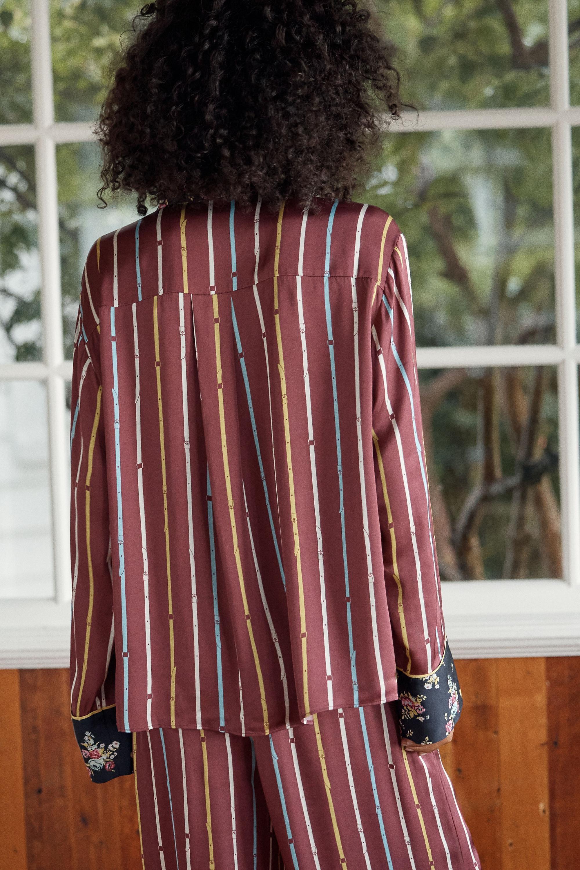 By Anthropologie Oversized Button-Front Pyjama Shirt, Burgundy, medium
