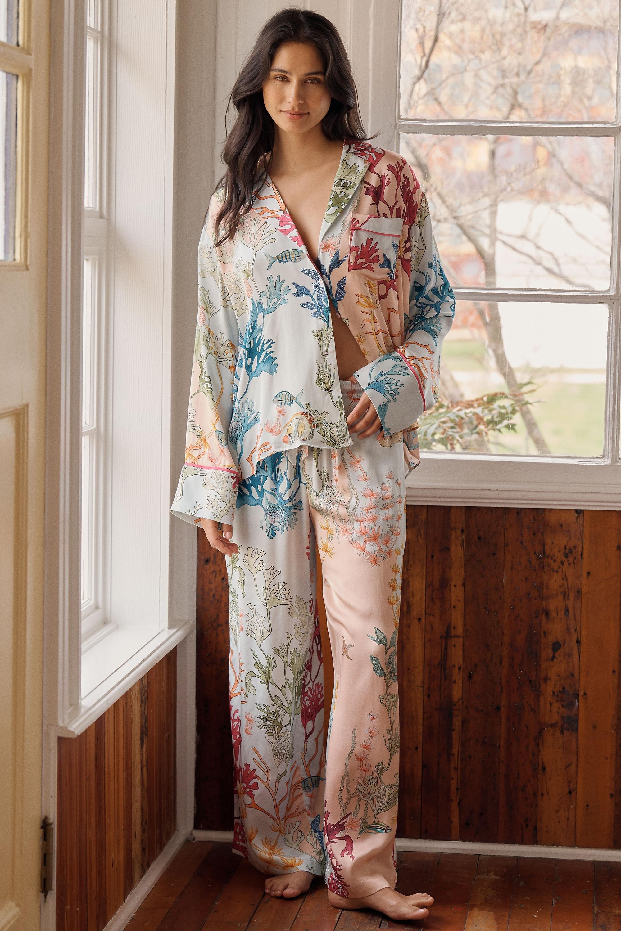 By Anthropologie Oversized Button-Front Pyjama Shirt, Blue, A501_0441, large image number 2