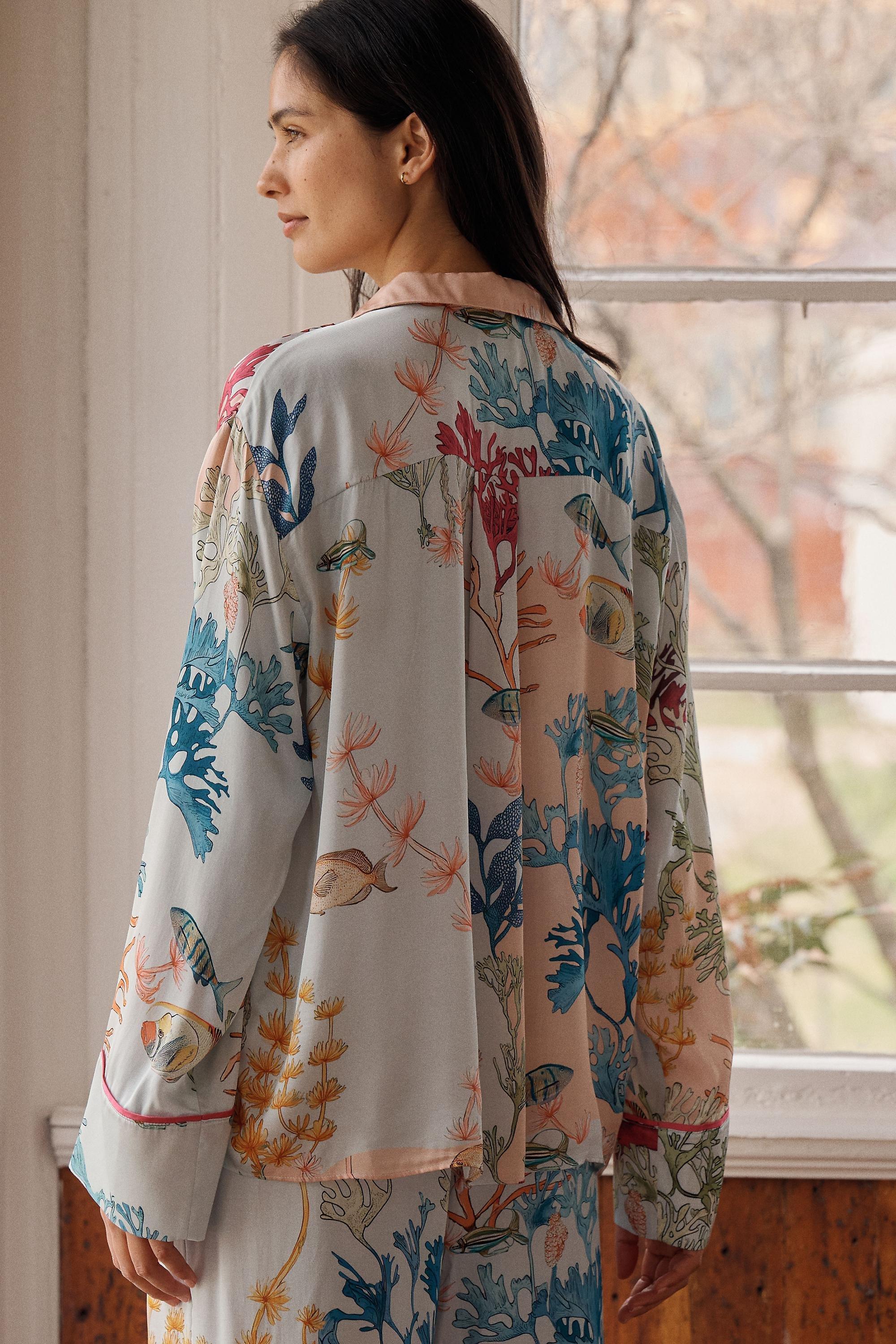 By Anthropologie Oversized Button-Front Pyjama Shirt, Blue, A501_0441, large image number 3