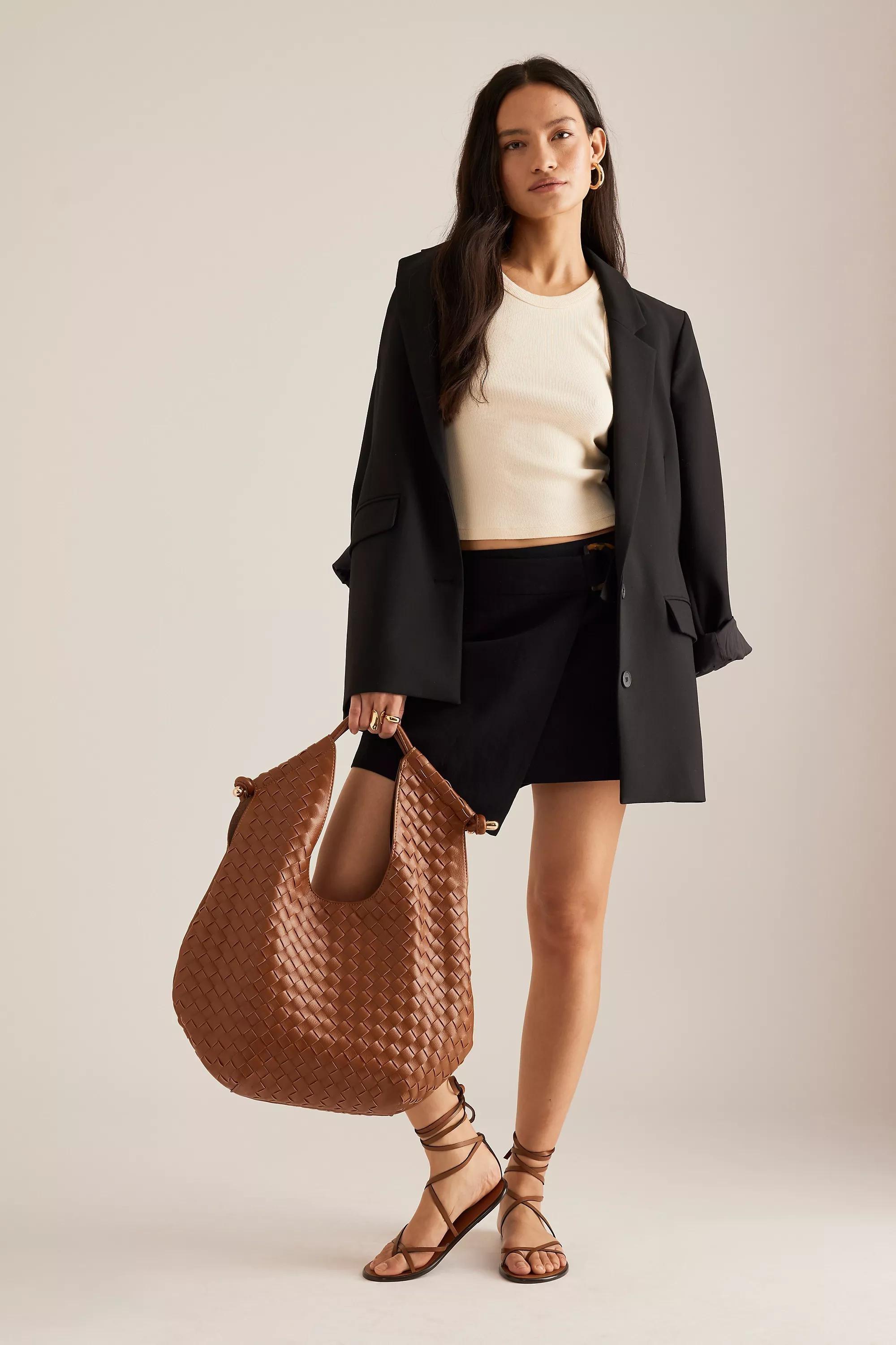 Anthropologie Woven Handmade Tote, Cognac, A501_0221, large image number 1