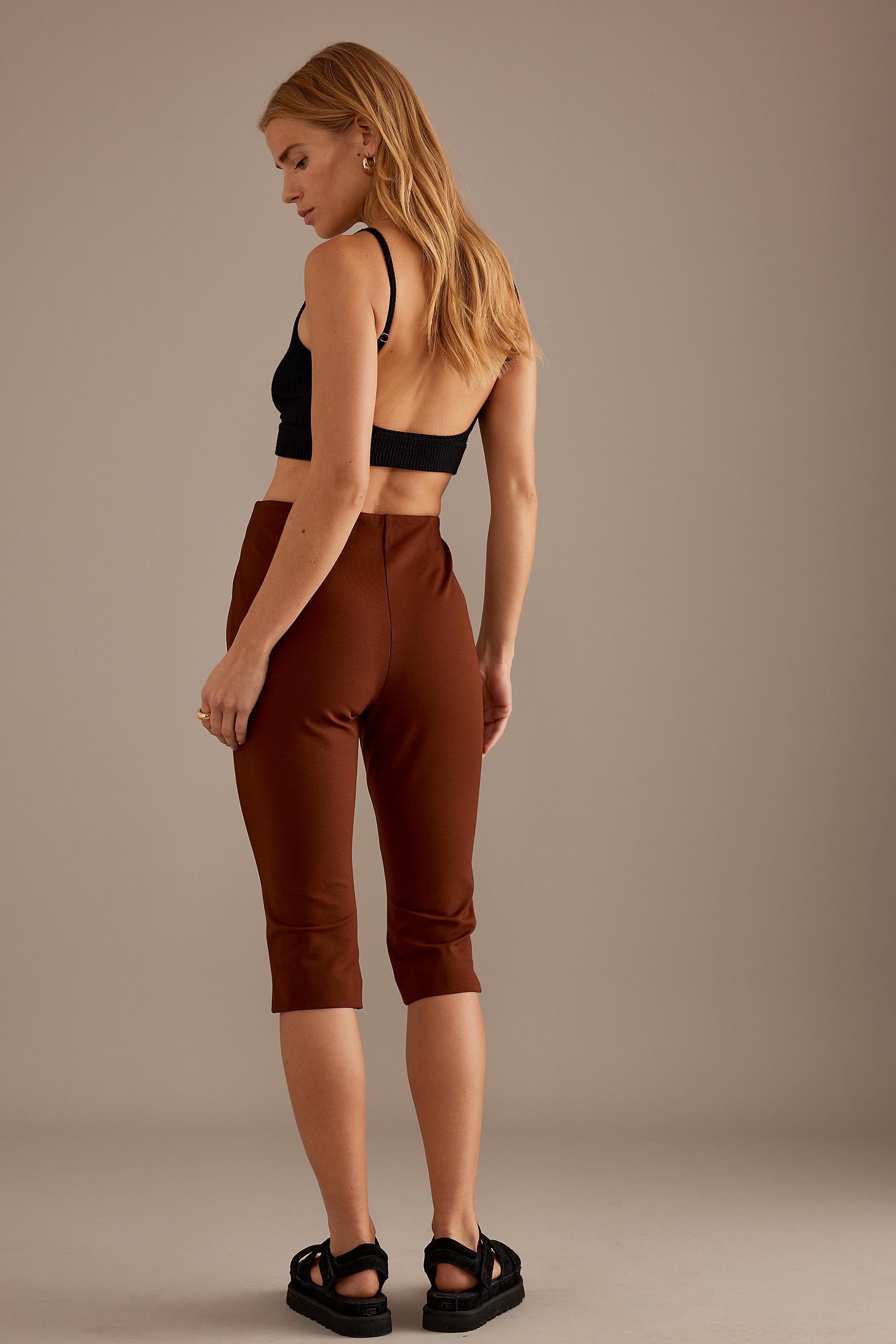 Slim Capri Pants, Brown, , large image number 1