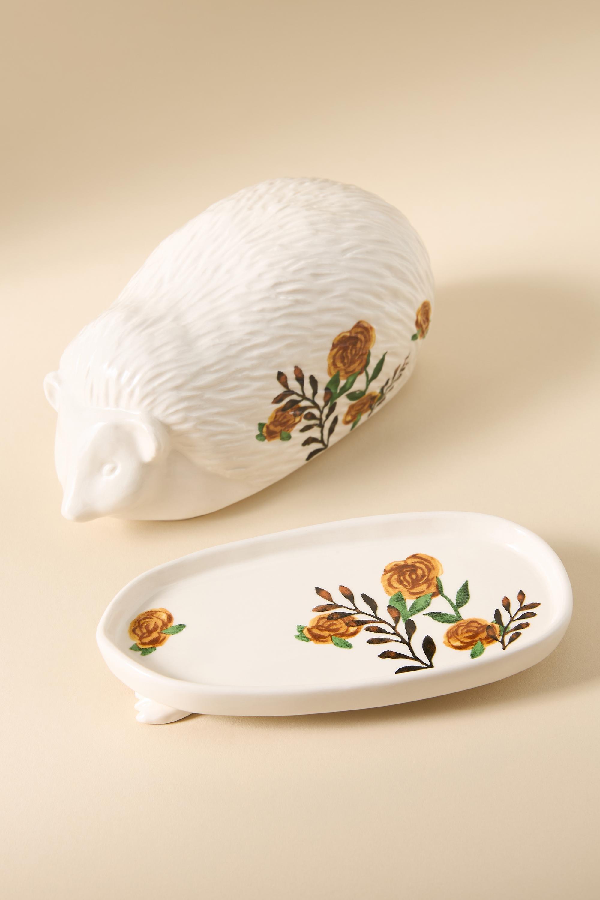Nathalie Lete Hedgehog Butter Dish, White, A501_0015, large image number 2