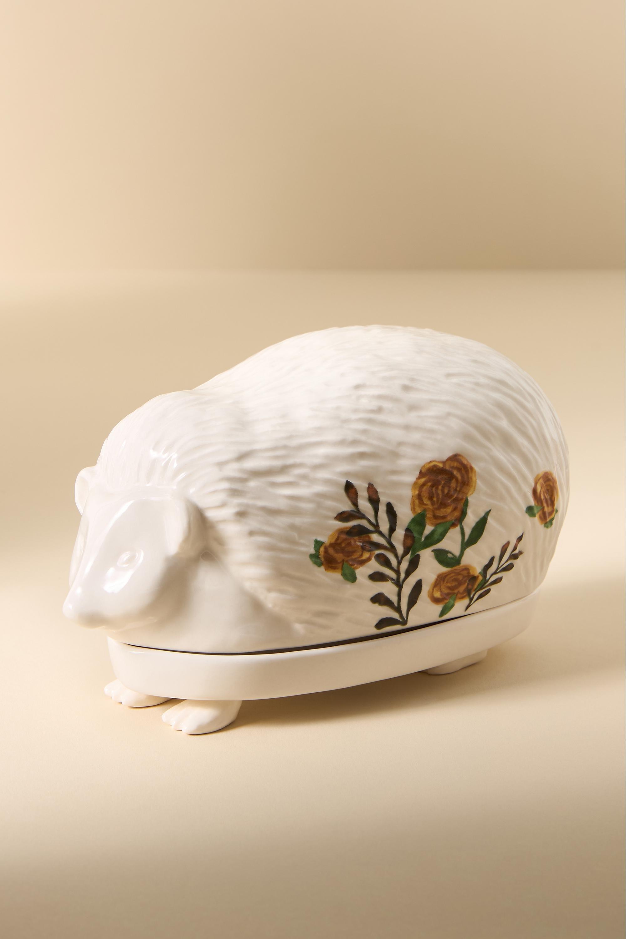 Nathalie Lete Hedgehog Butter Dish, White, A501_0015, large image number 3
