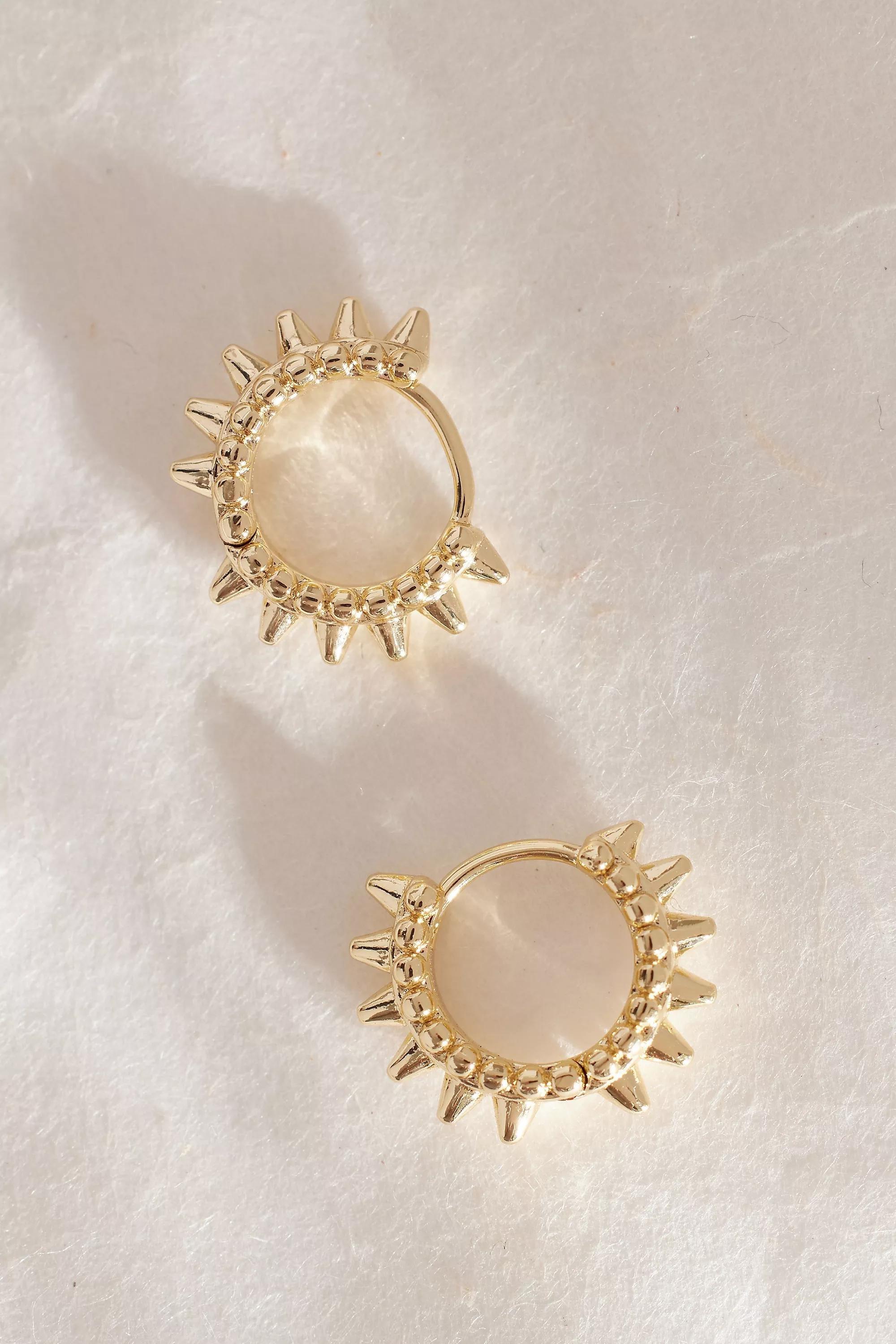 Mini Spike Huggie Hoop Earrings, Gold, A501_0070, large image number 2