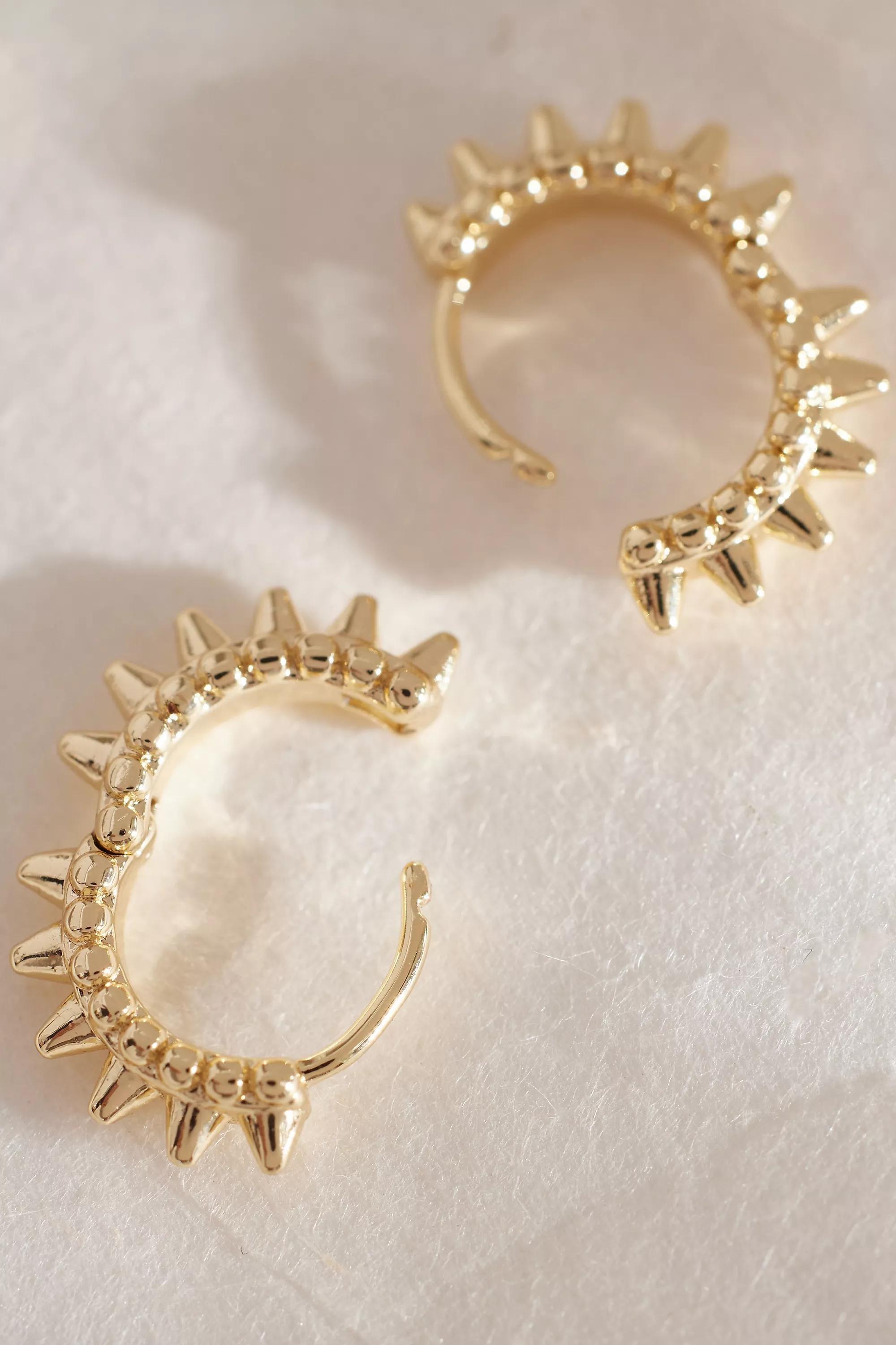 Mini Spike Huggie Hoop Earrings, Gold, A501_0070, large image number 3