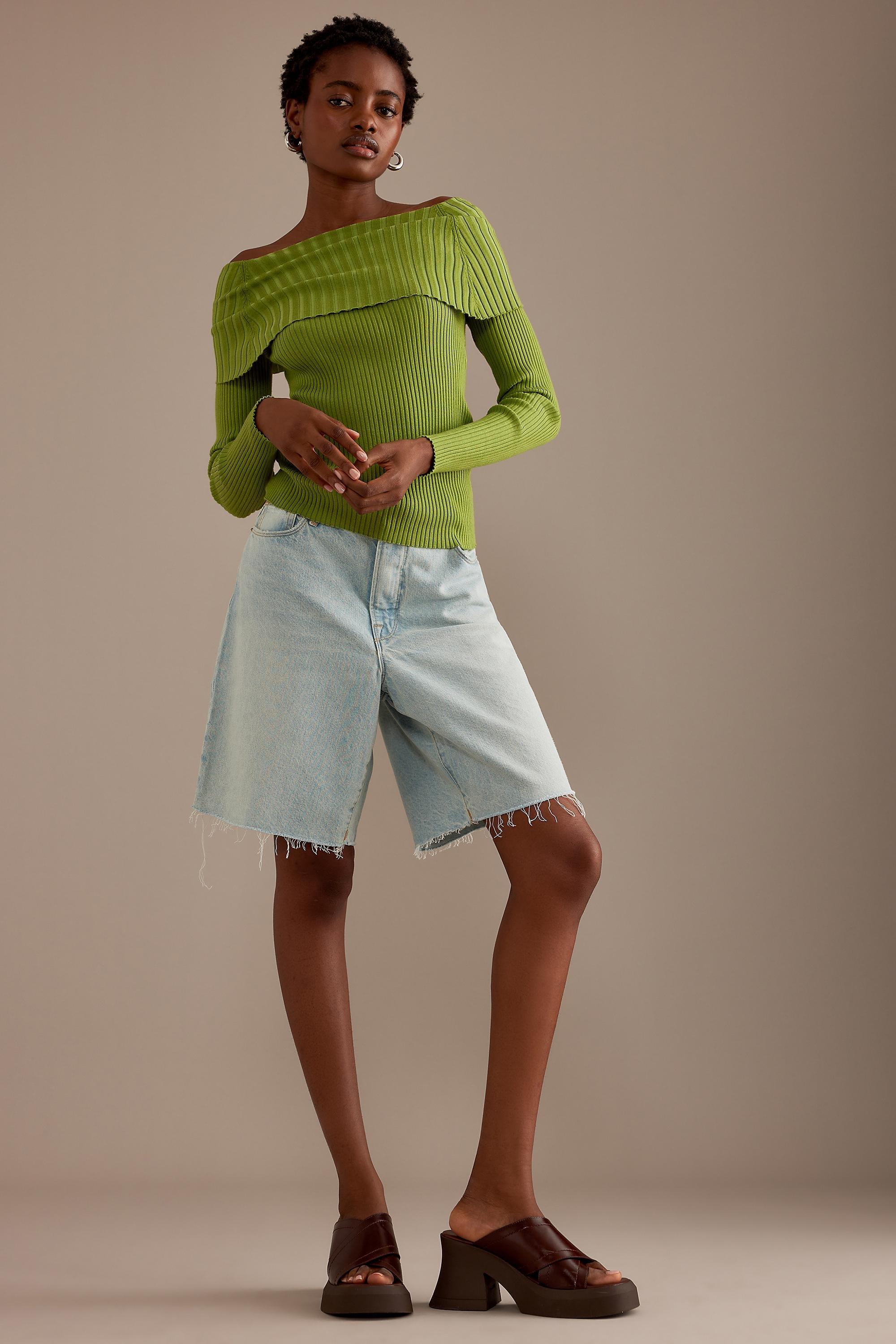 Bardot Knitted Long-Sleeve Top, Green, , large image number 1