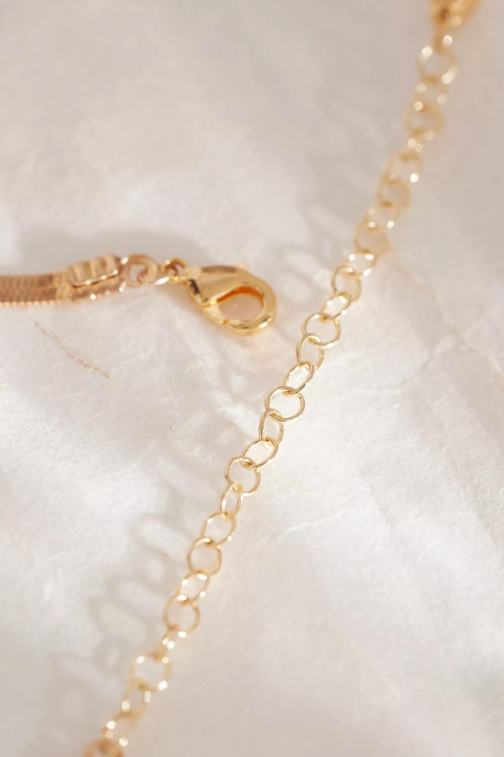 14K Snake Chain Bow Necklace, Gold Plated, A501_0070, large image number 4
