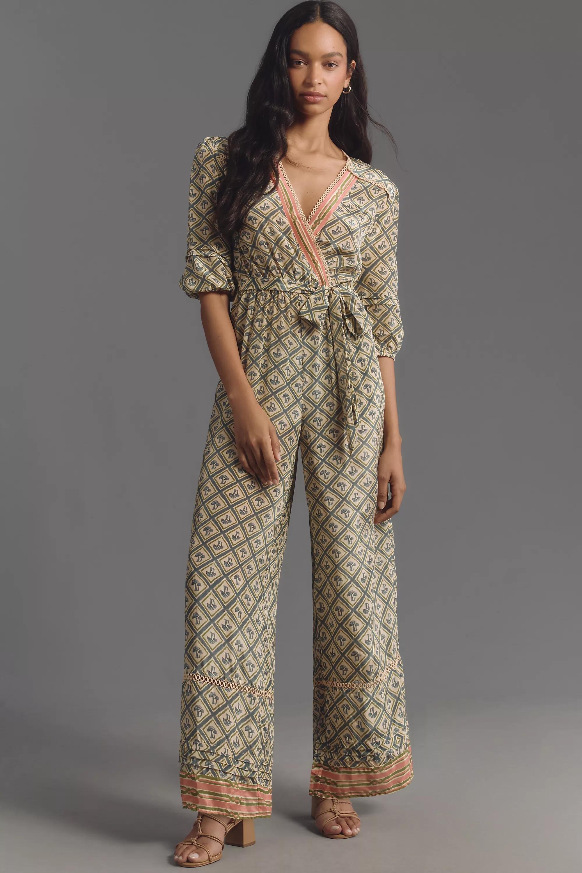 Farm Rio V-Neck Jumpsuit, Multicolour, , medium