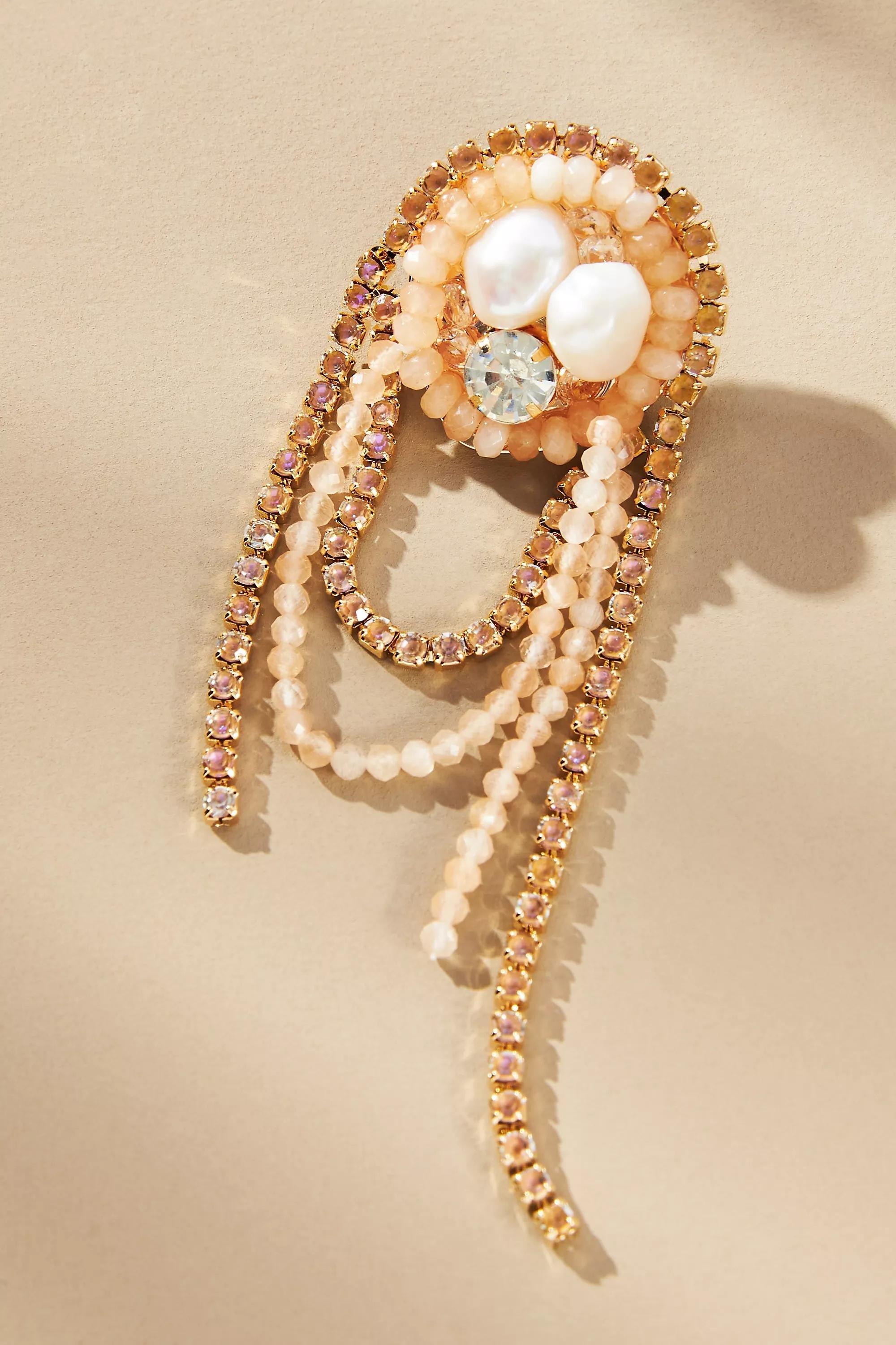 Orange Sunset Beaded Looped Drop Earrings, A501_0067, large image number 1