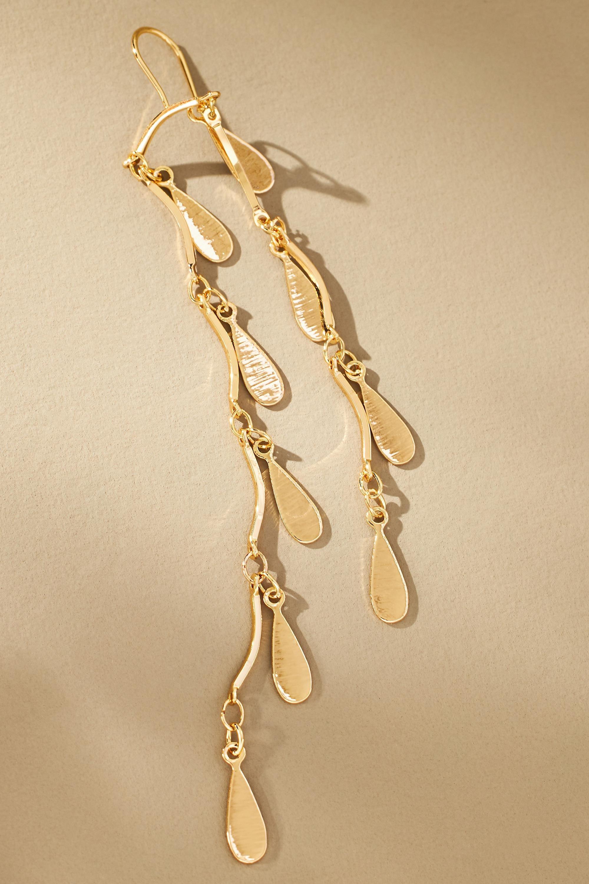 Double Flutter Fringe Drop Earrings, Gold, A501_0070, large image number 3