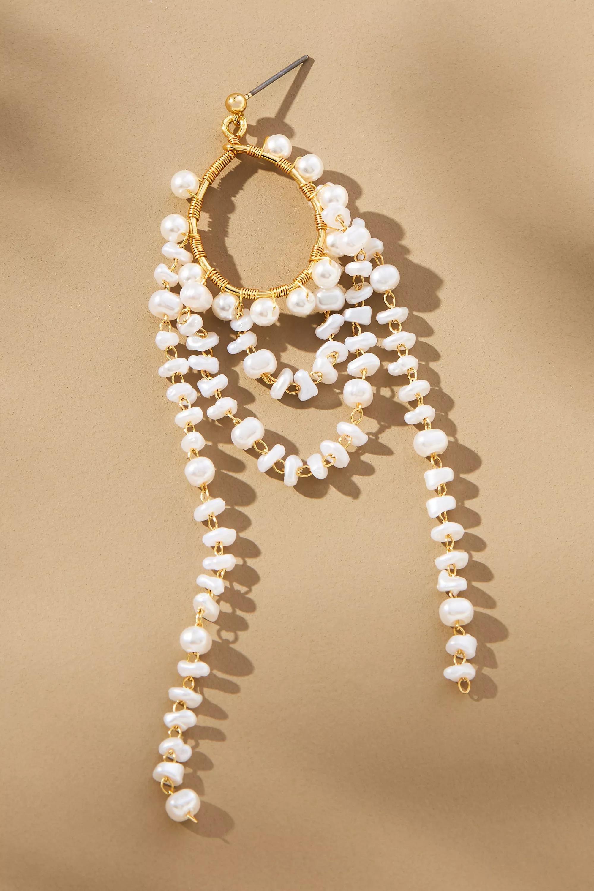 Looped Pearl Drop Earrings, Cream, A501_0017, large image number 3
