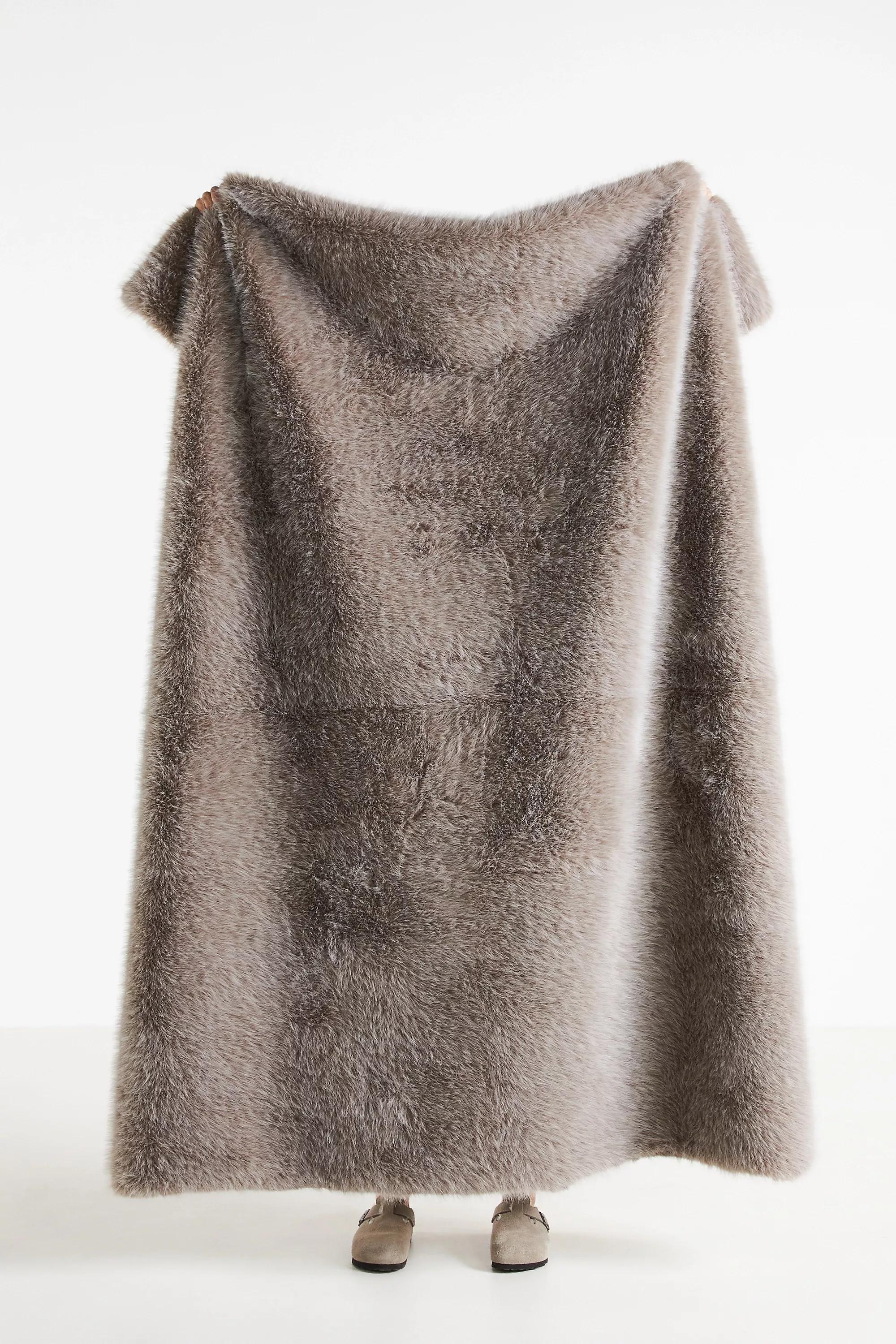 The Chloe Faux-Fur Throw Blanket, Beige, A501_0004, large image number 1