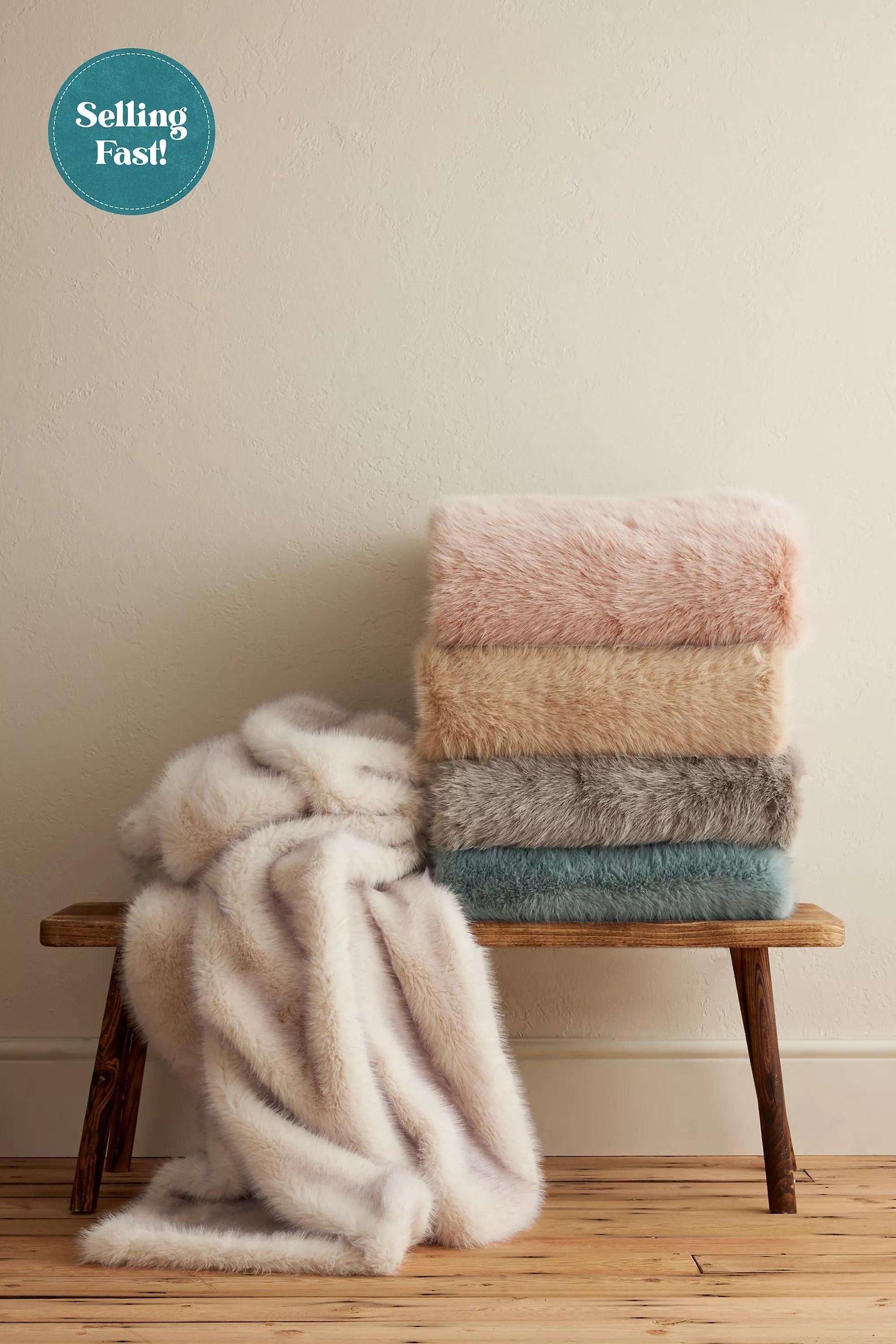 The Chloe Faux-Fur Throw Blanket, Beige, A501_0004, large image number 3
