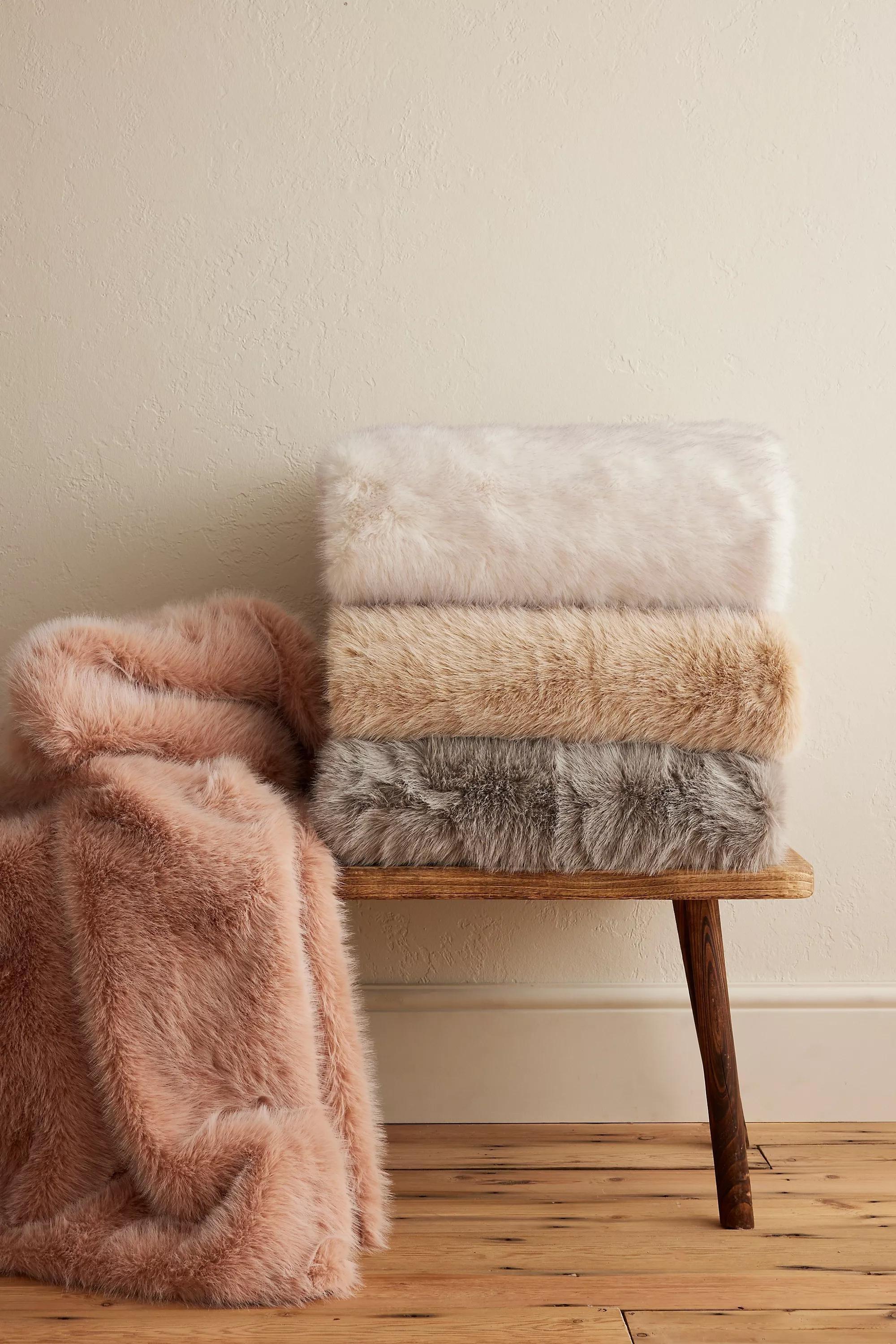 The Chloe Faux-Fur Throw Blanket, Pink, A501_0065, large image number 2
