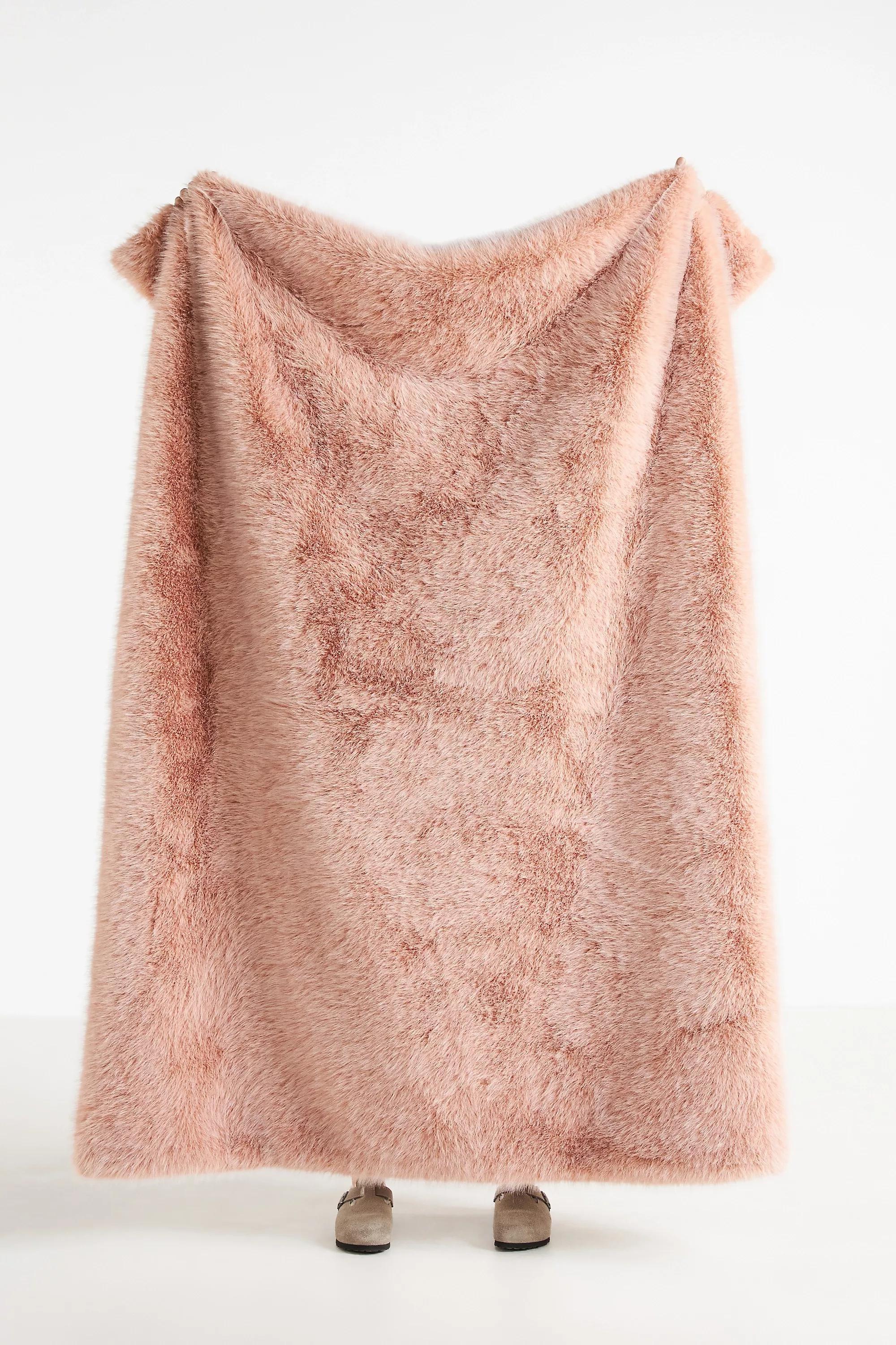 The Chloe Faux-Fur Throw Blanket, Pink, A501_0065, large image number 3