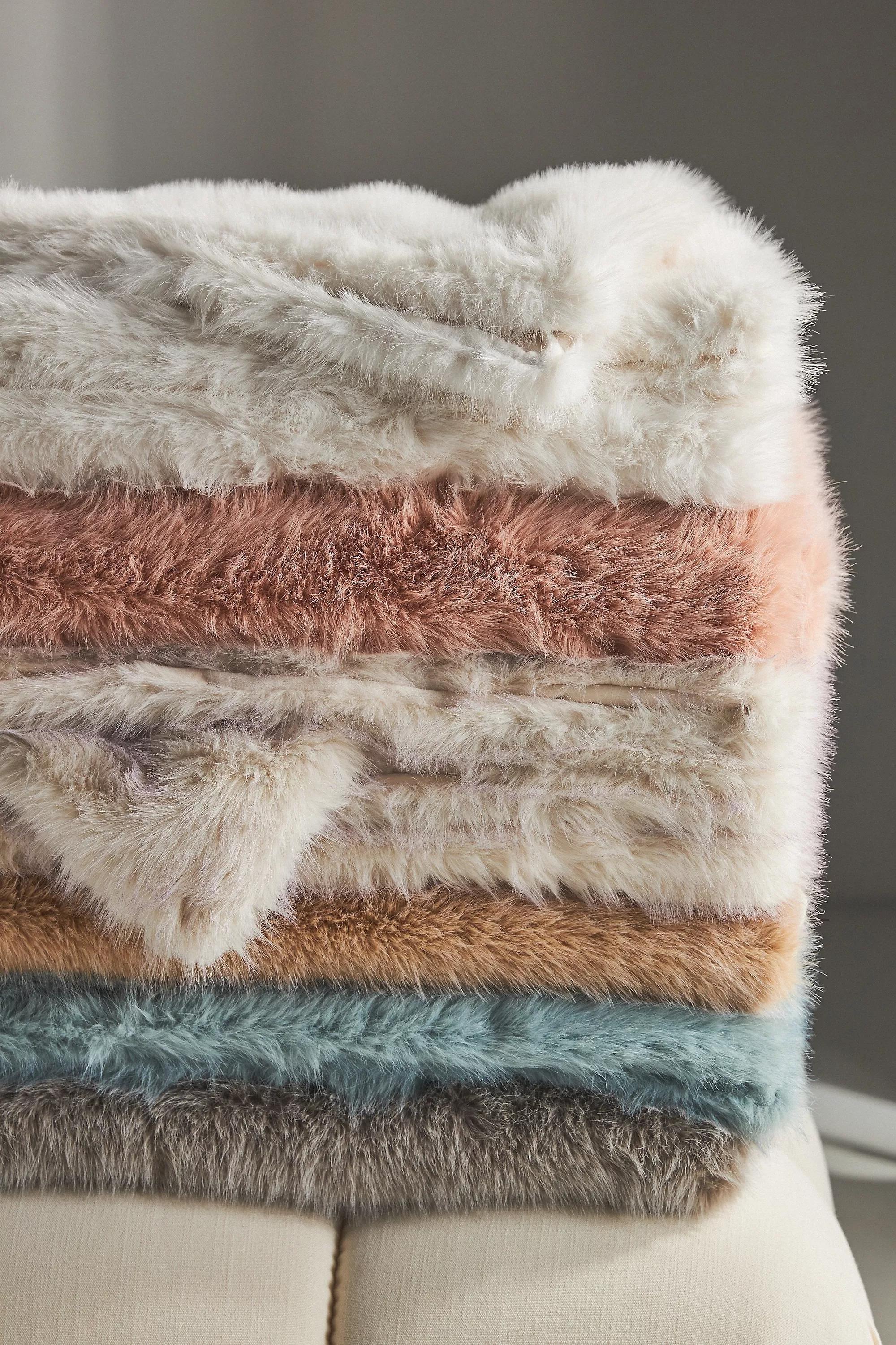 The Chloe Faux-Fur Throw Blanket, Pink, A501_0065, large image number 4