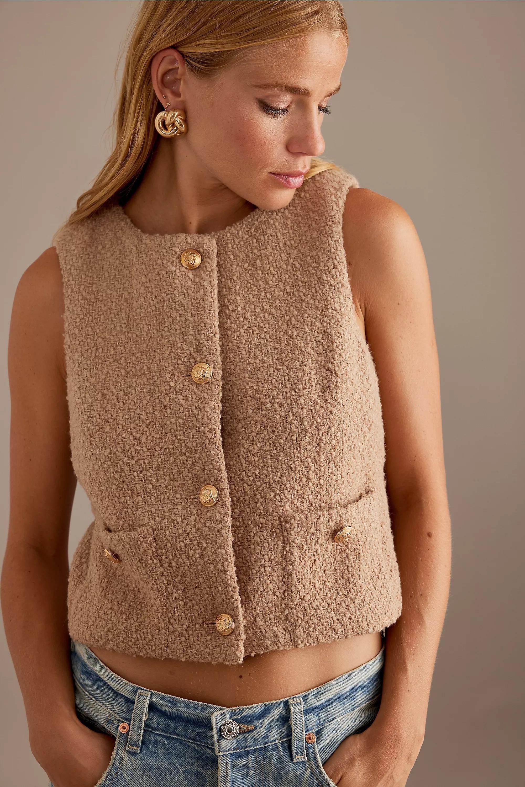 Anthropologie Textured Blouse, Beige, A501_0024, medium