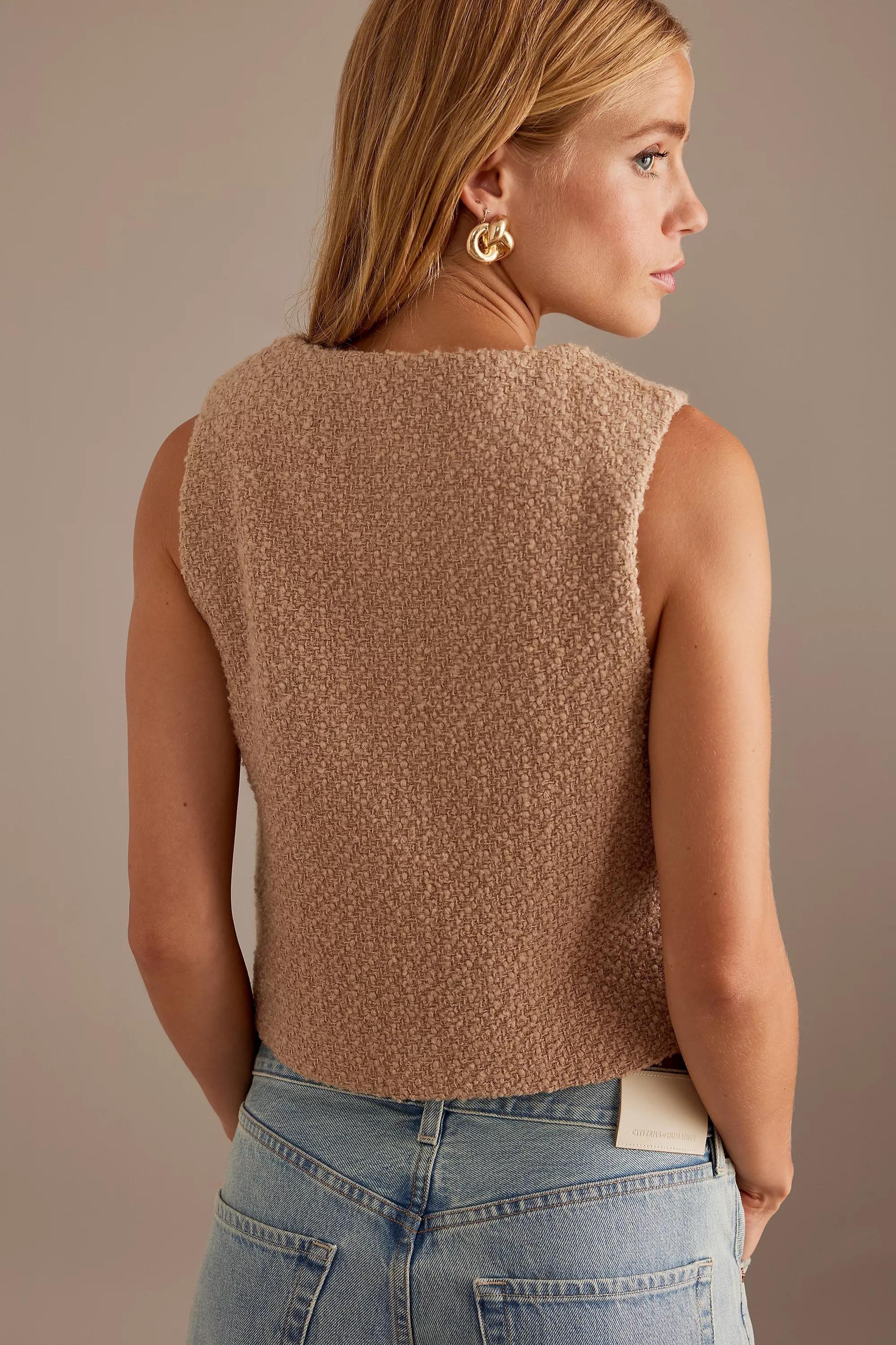 Anthropologie Textured Blouse, Beige, A501_0024, large image number 4