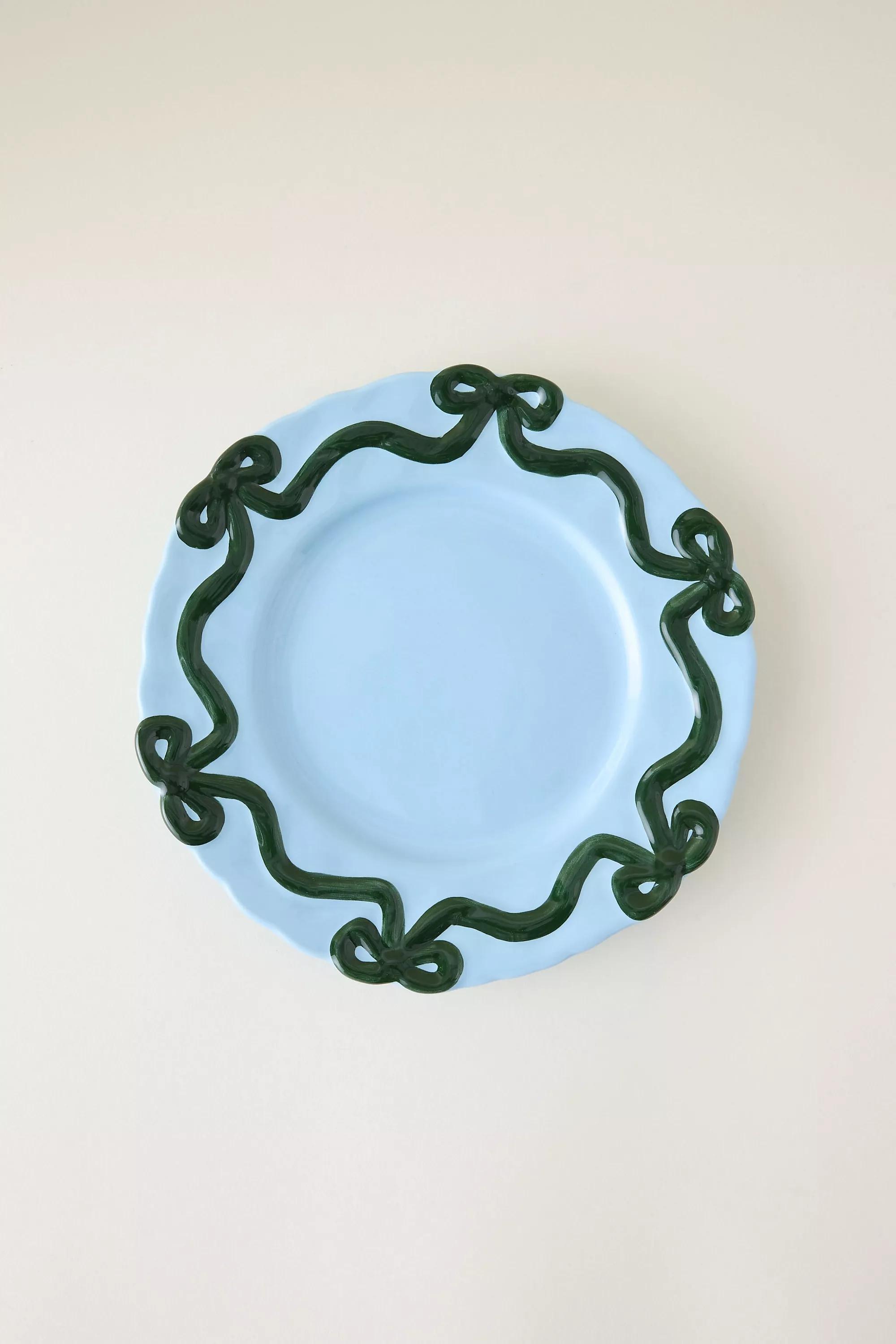 Benedita Bow Stoneware Side Plate, Green, A501_0030, medium