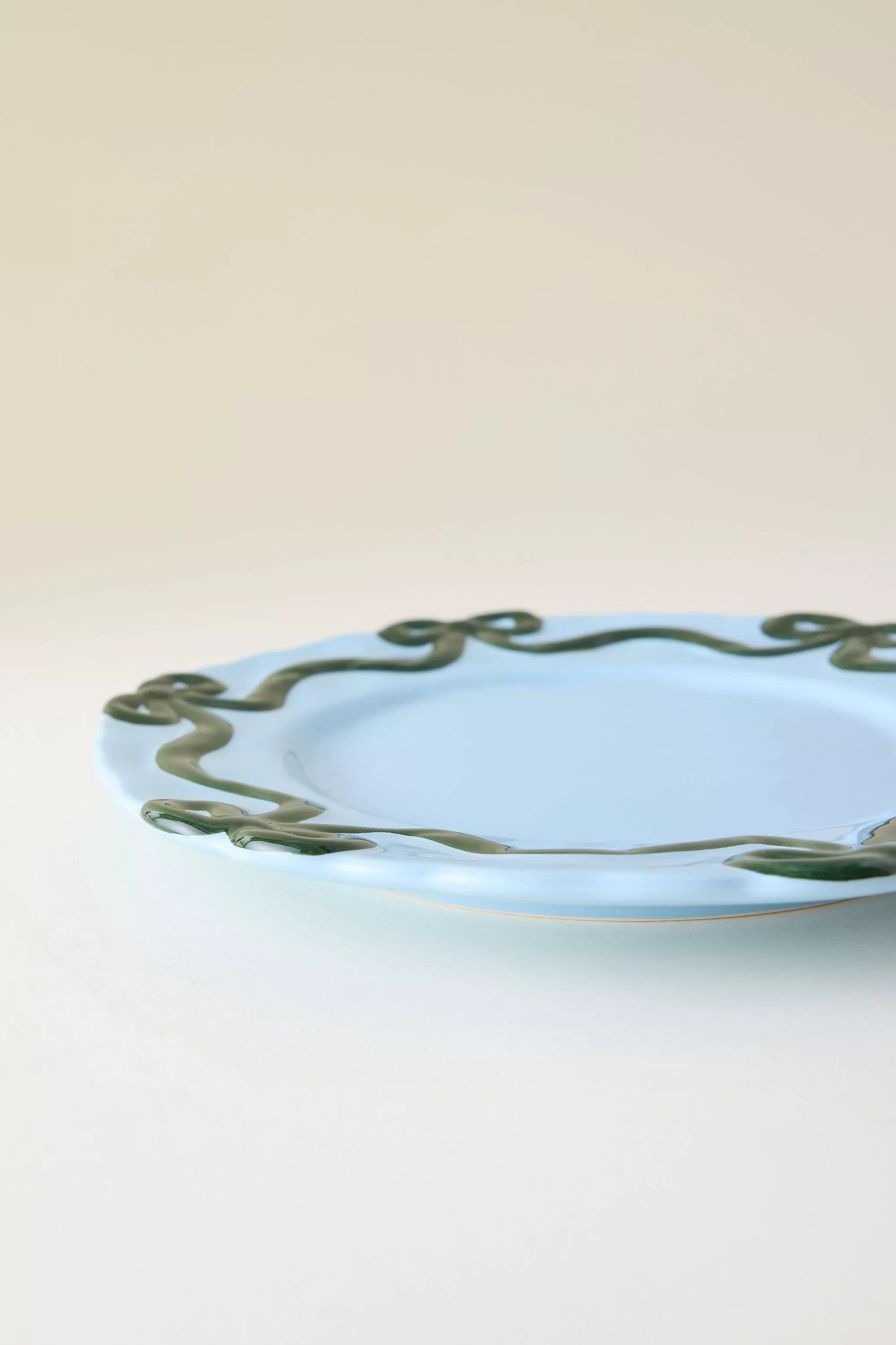 Benedita Bow Stoneware Side Plate, Green, A501_0030, medium