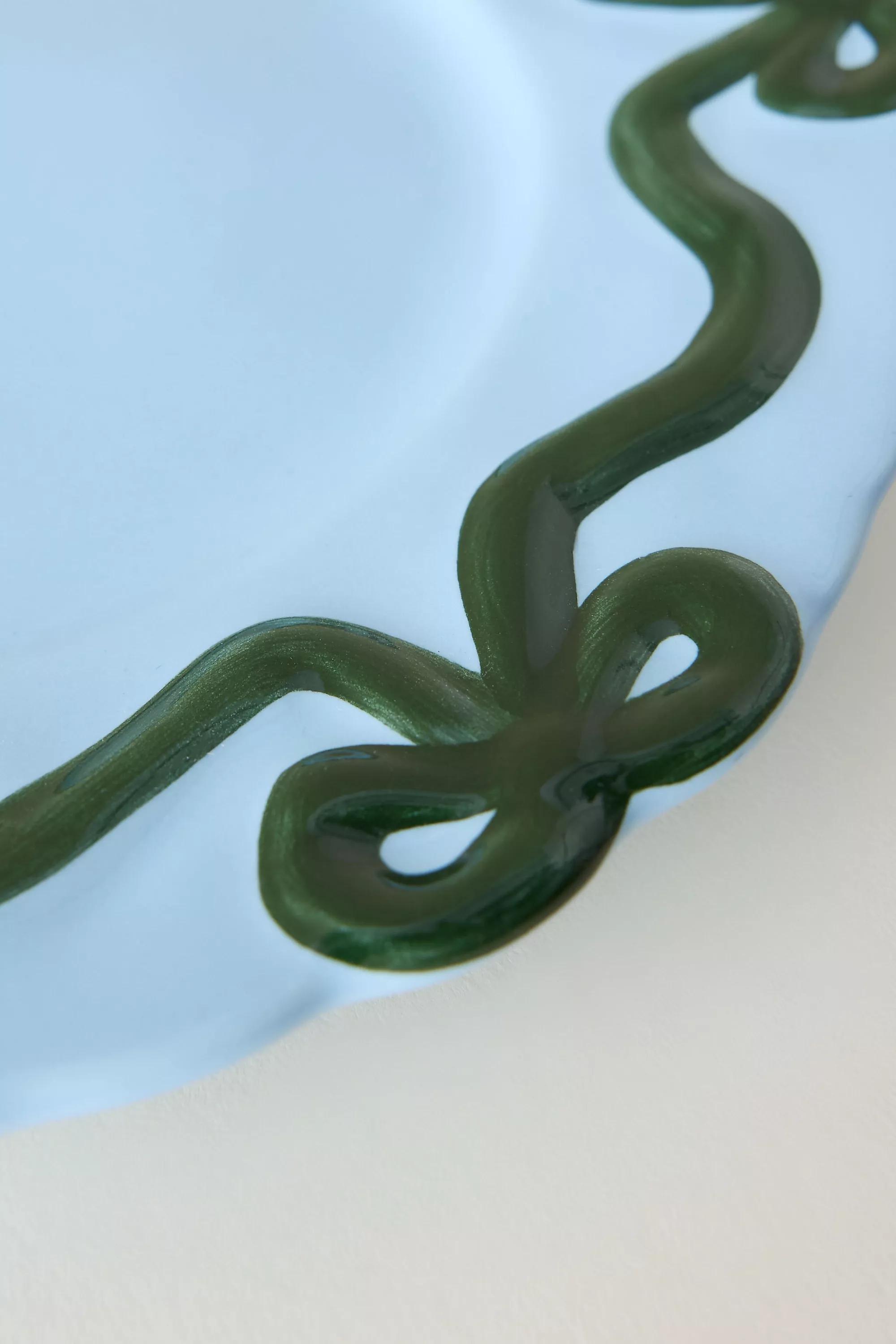 Benedita Bow Stoneware Side Plate, Green, A501_0030, medium