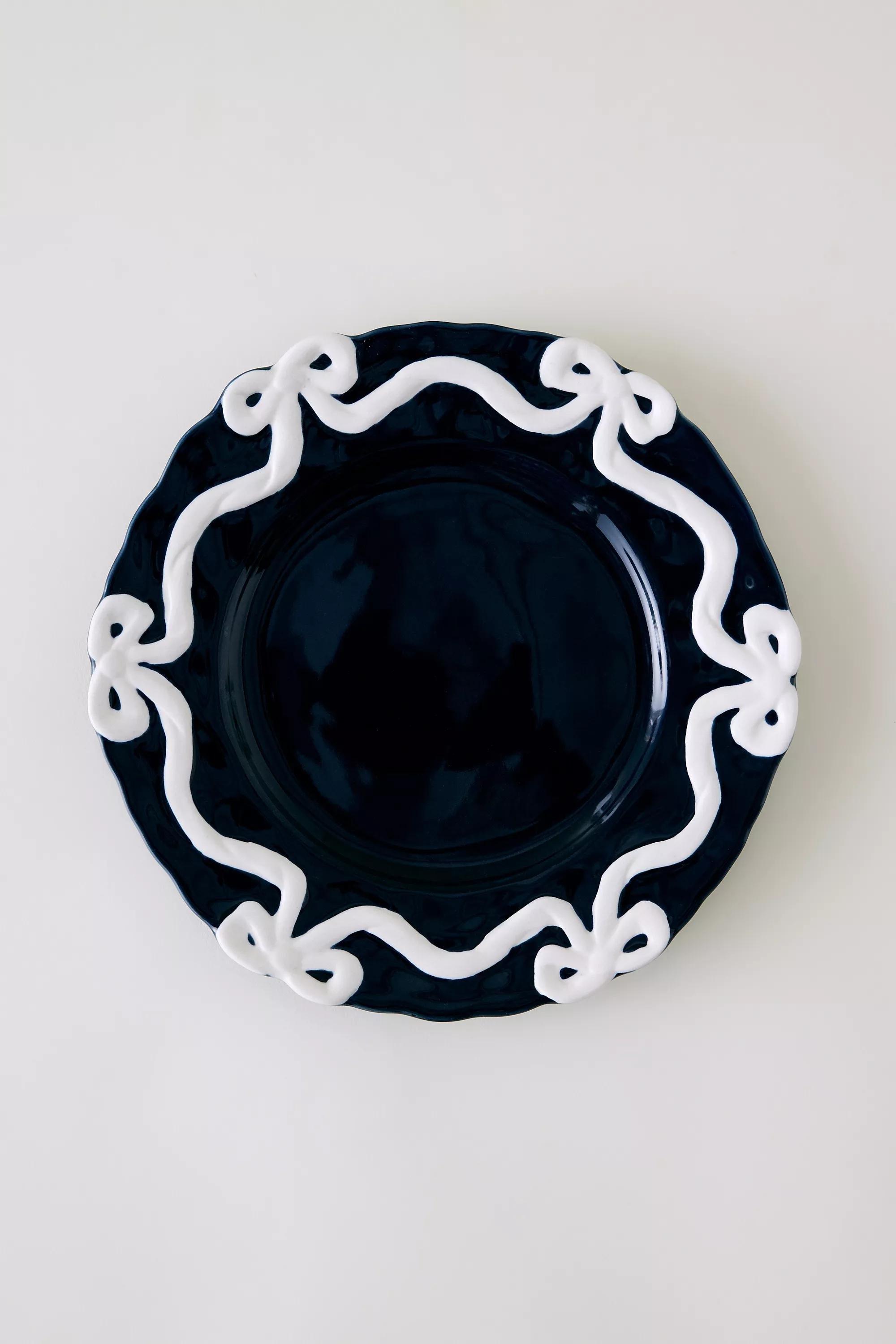 Benedita Bow Stoneware Side Plate, Navy, A501_0041, medium