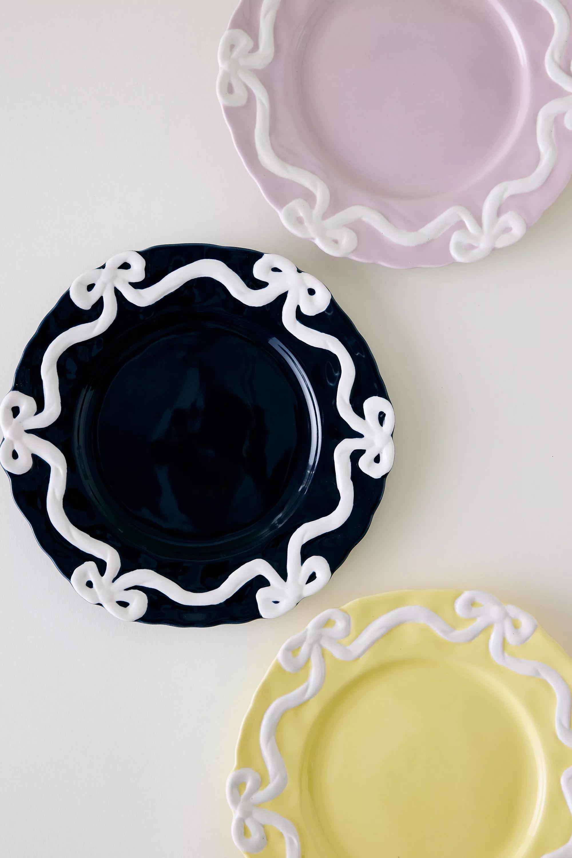 Benedita Bow Stoneware Side Plate, Navy, A501_0041, medium