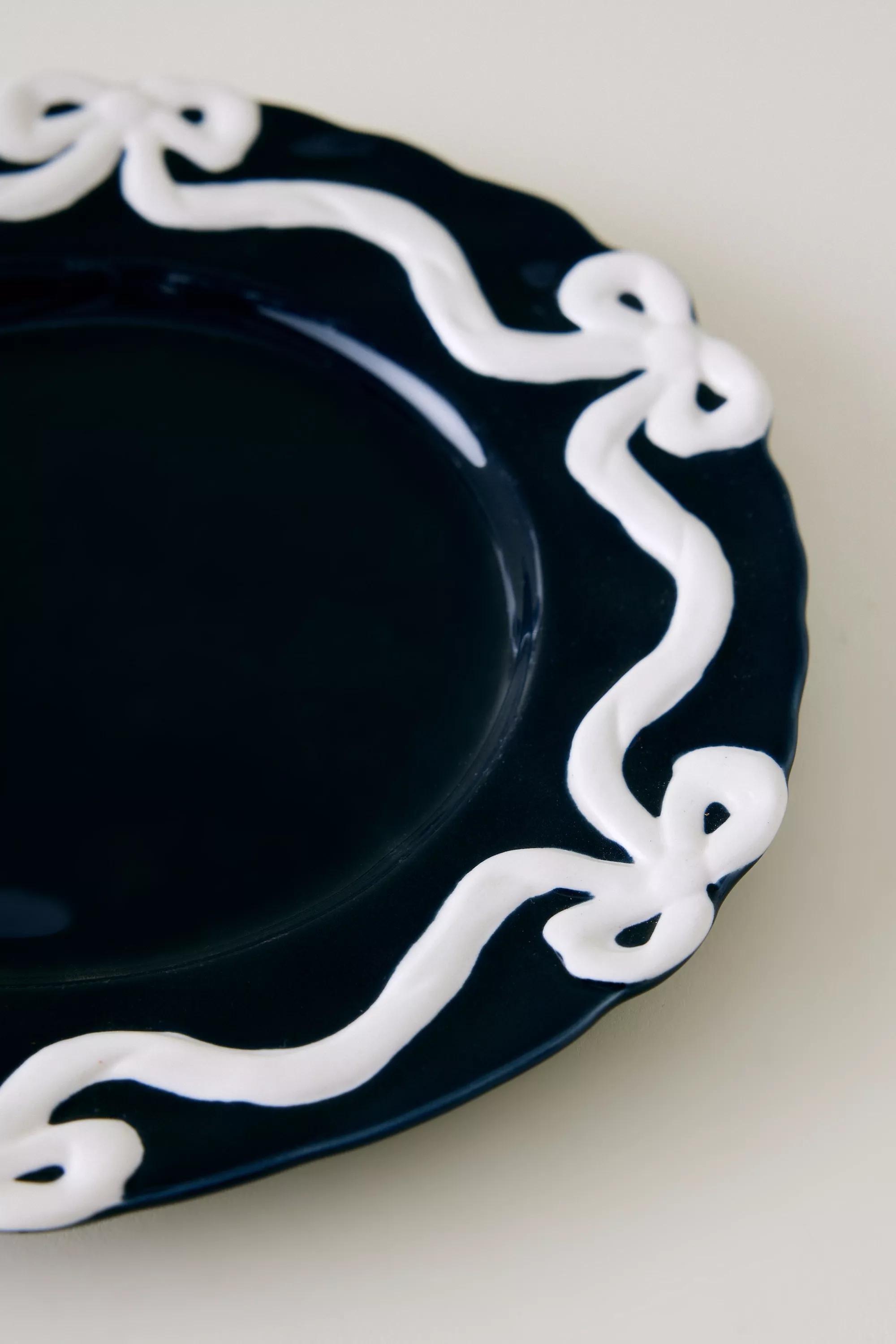 Benedita Bow Stoneware Side Plate, Navy, A501_0041, large image number 3