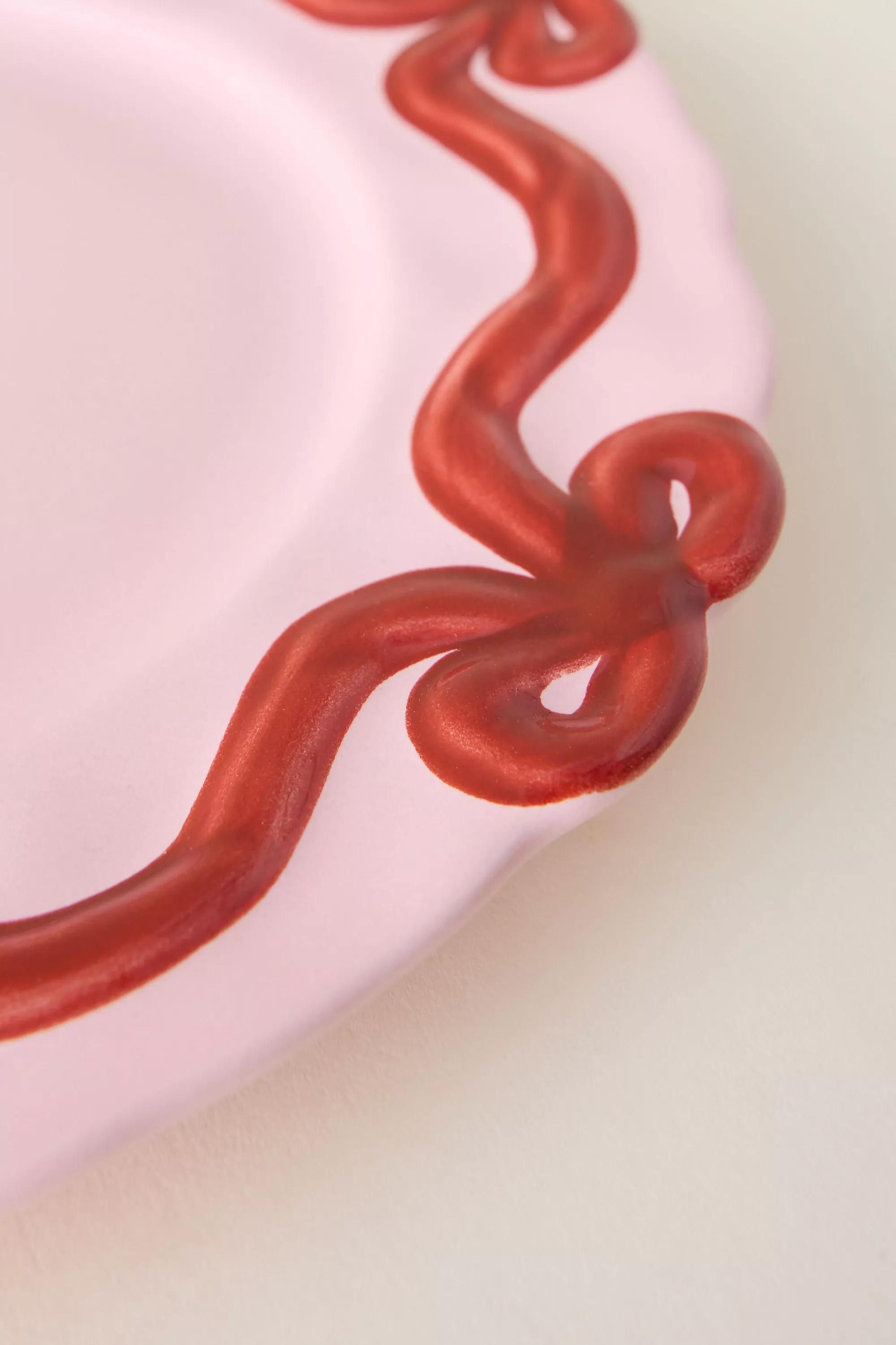 Benedita Bow Stoneware Side Plate, Red, A501_0064, large image number 2