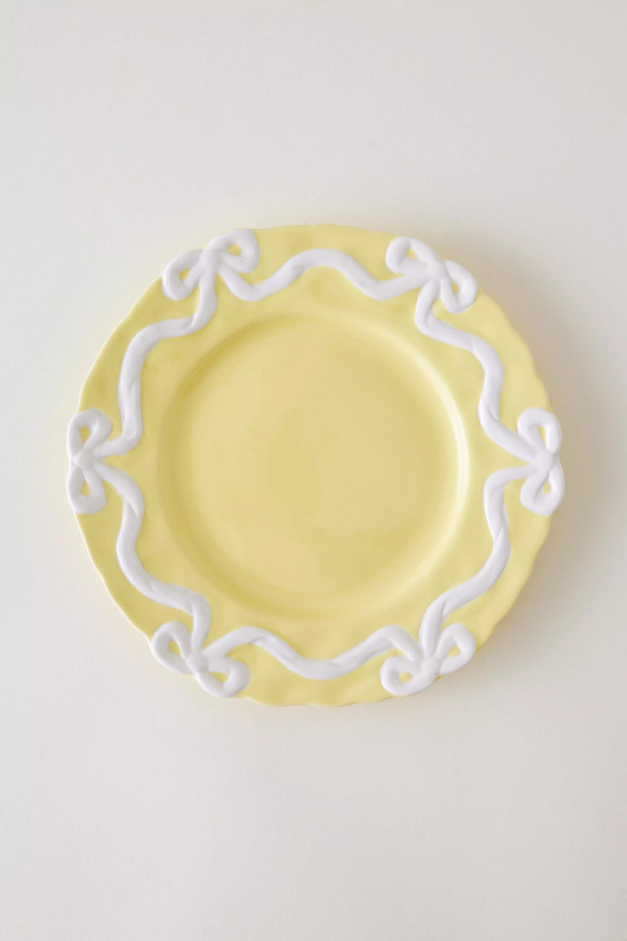 Benedita Bow Stoneware Side Plate, Yellow, A501_0072, medium