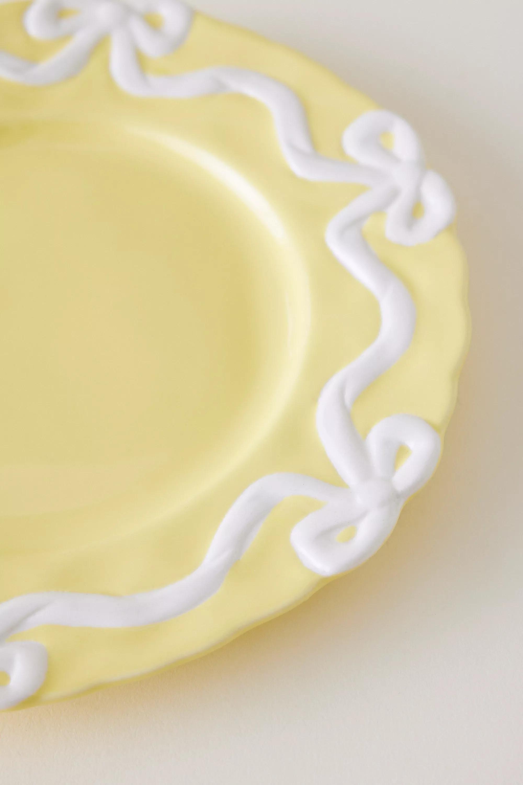 Benedita Bow Stoneware Side Plate, Yellow, A501_0072, medium