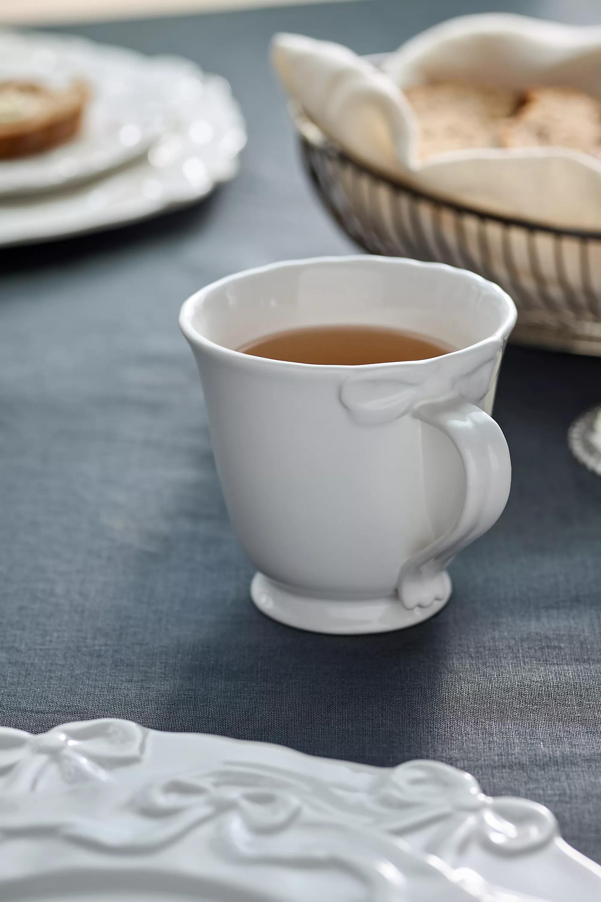 Benedita Bow Stoneware Mug, White, , medium
