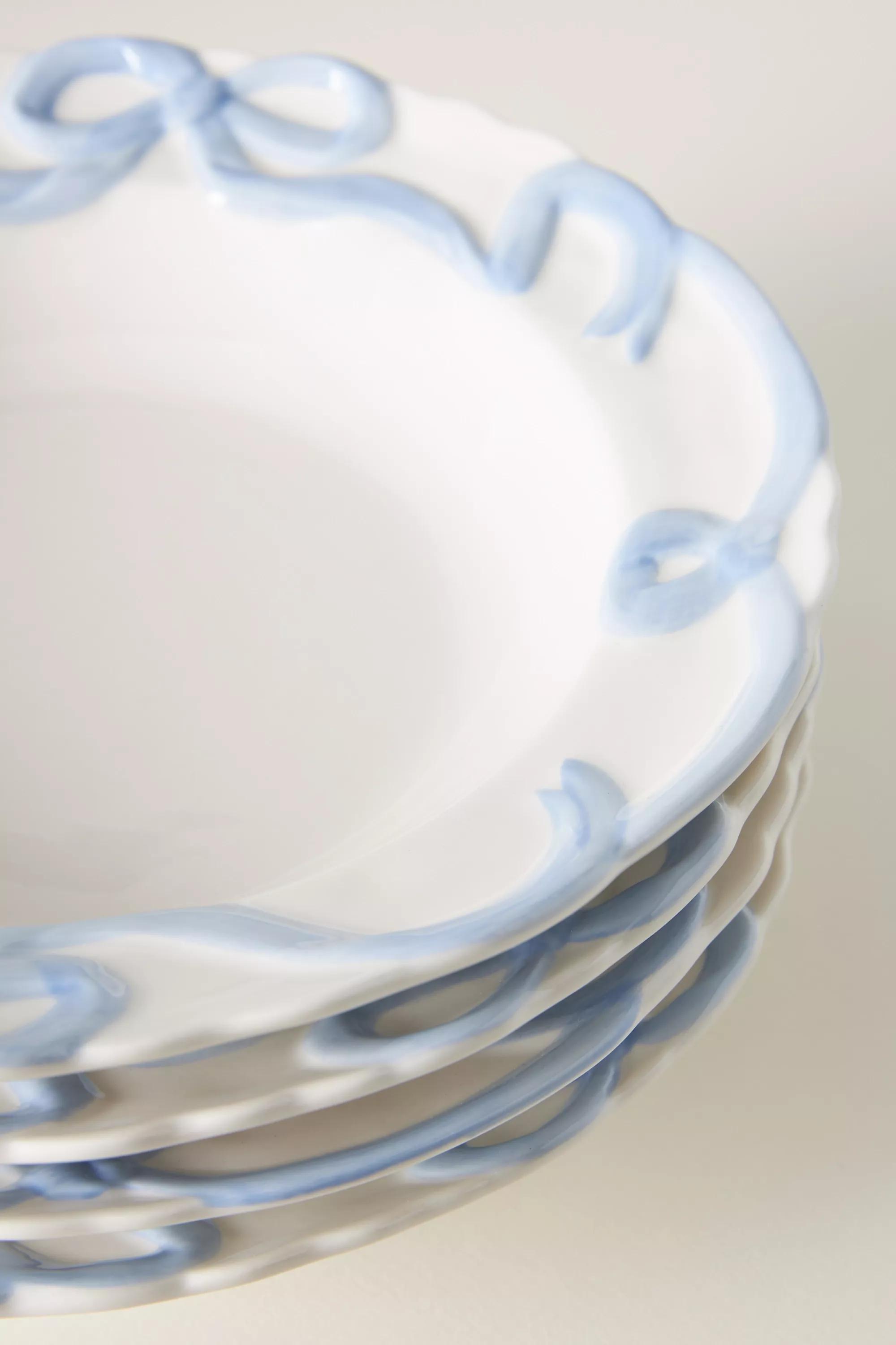 Benedita Bow Stoneware Bowls, Set Of 4, Blue, , medium