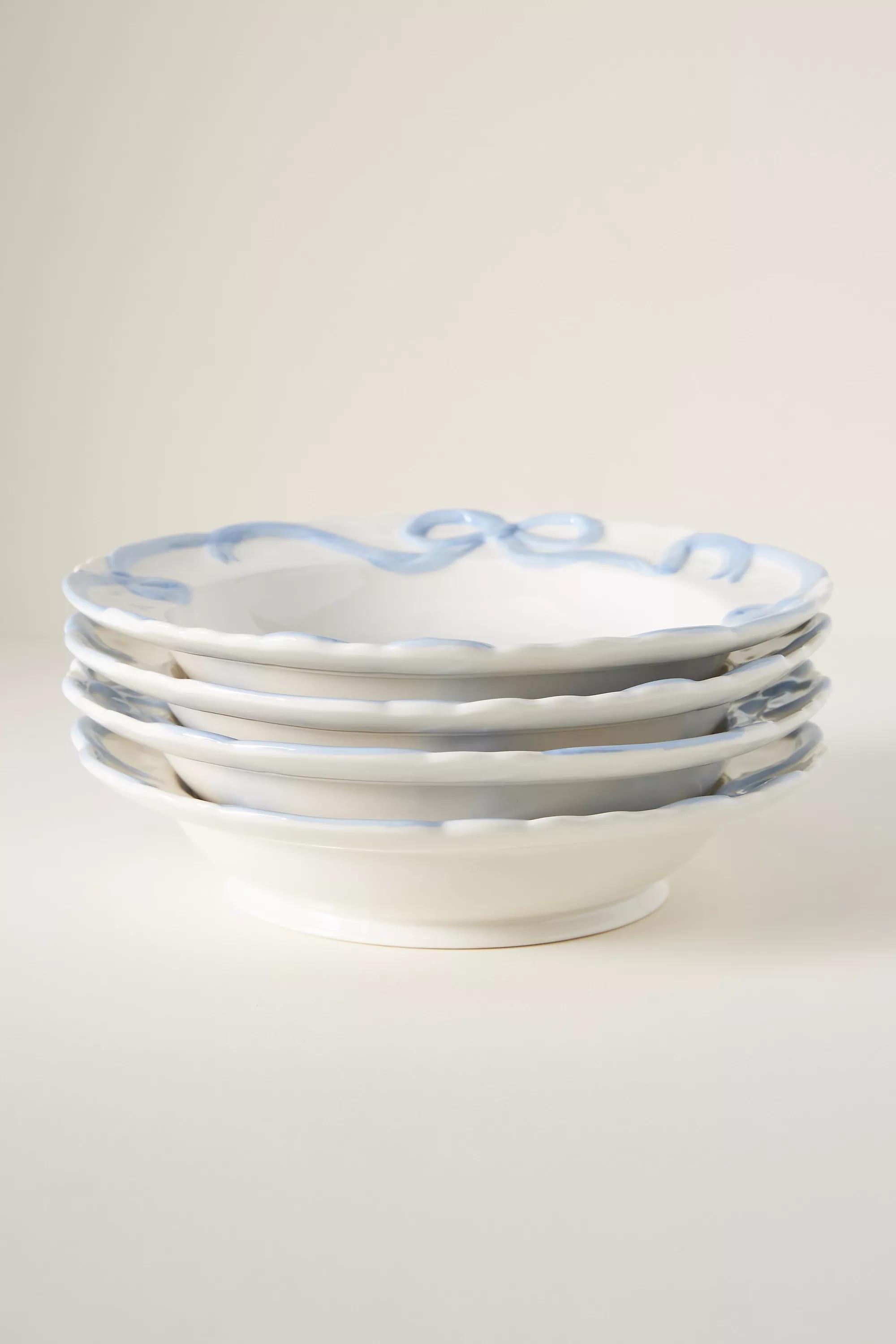Benedita Bow Stoneware Bowls, Set Of 4, Blue, A501_0045, large image number 1
