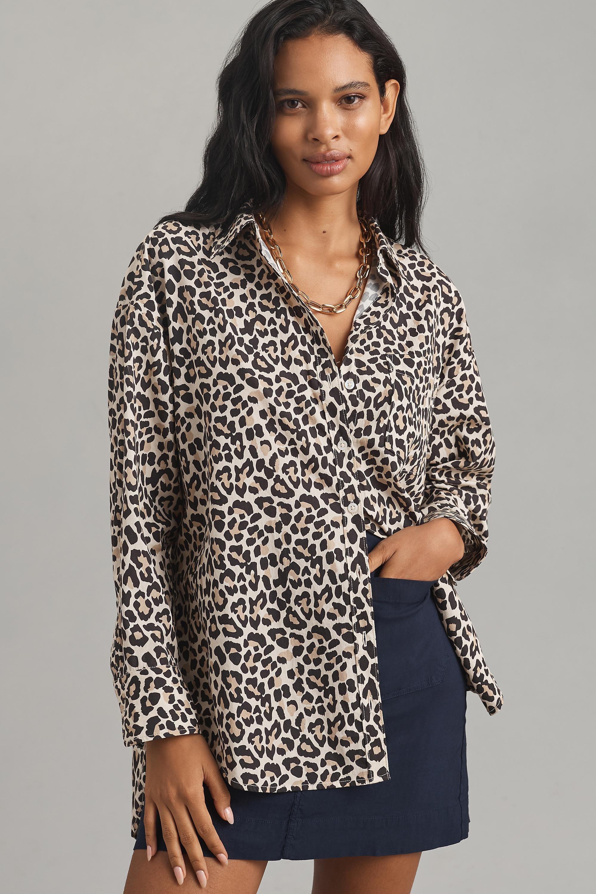 Printed Button-down Shirt Maeve Edition, Brown, , large image number 1