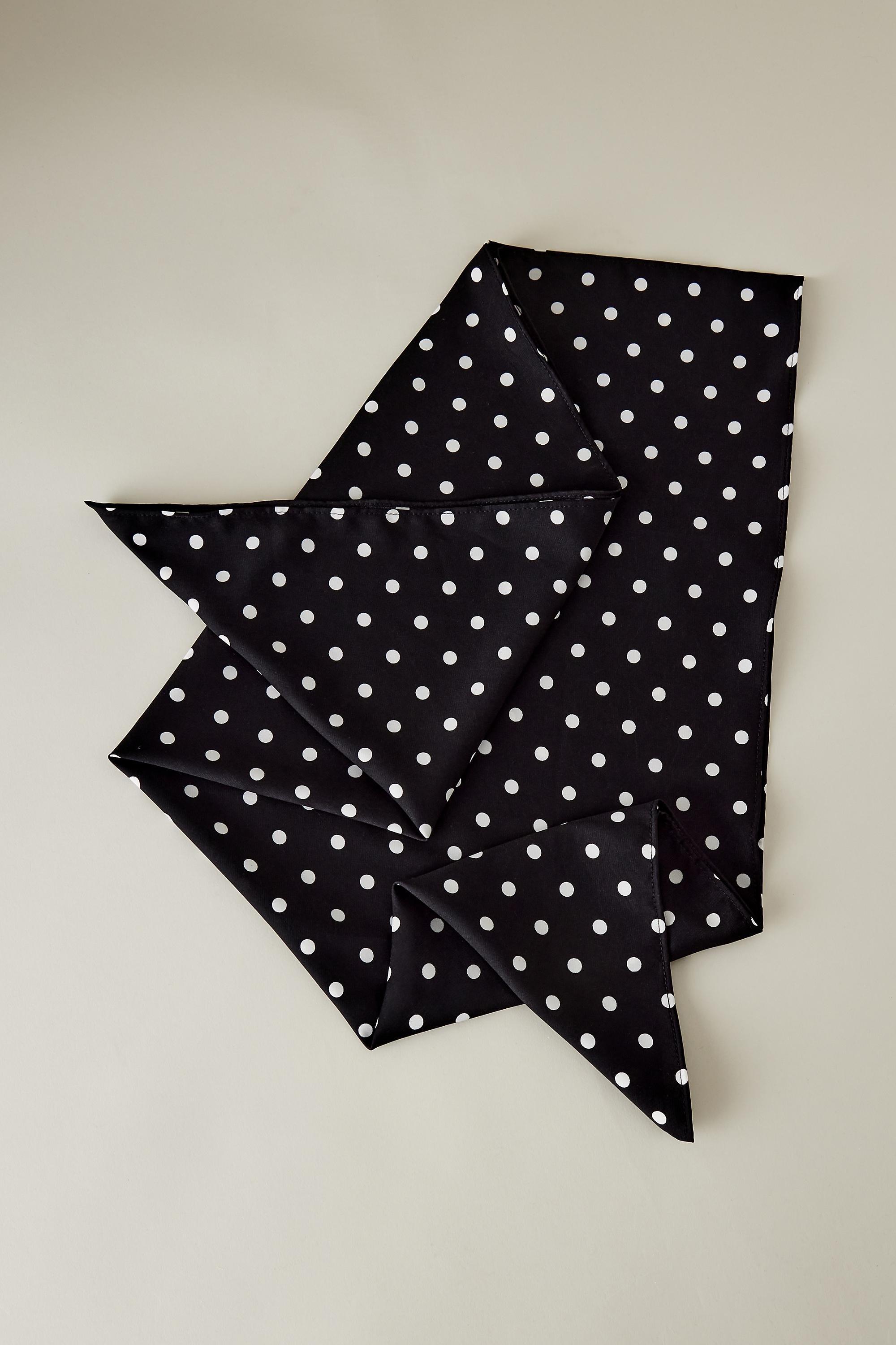 Polka Dot Print Head Scarf, Black, A501_0001, large image number 3