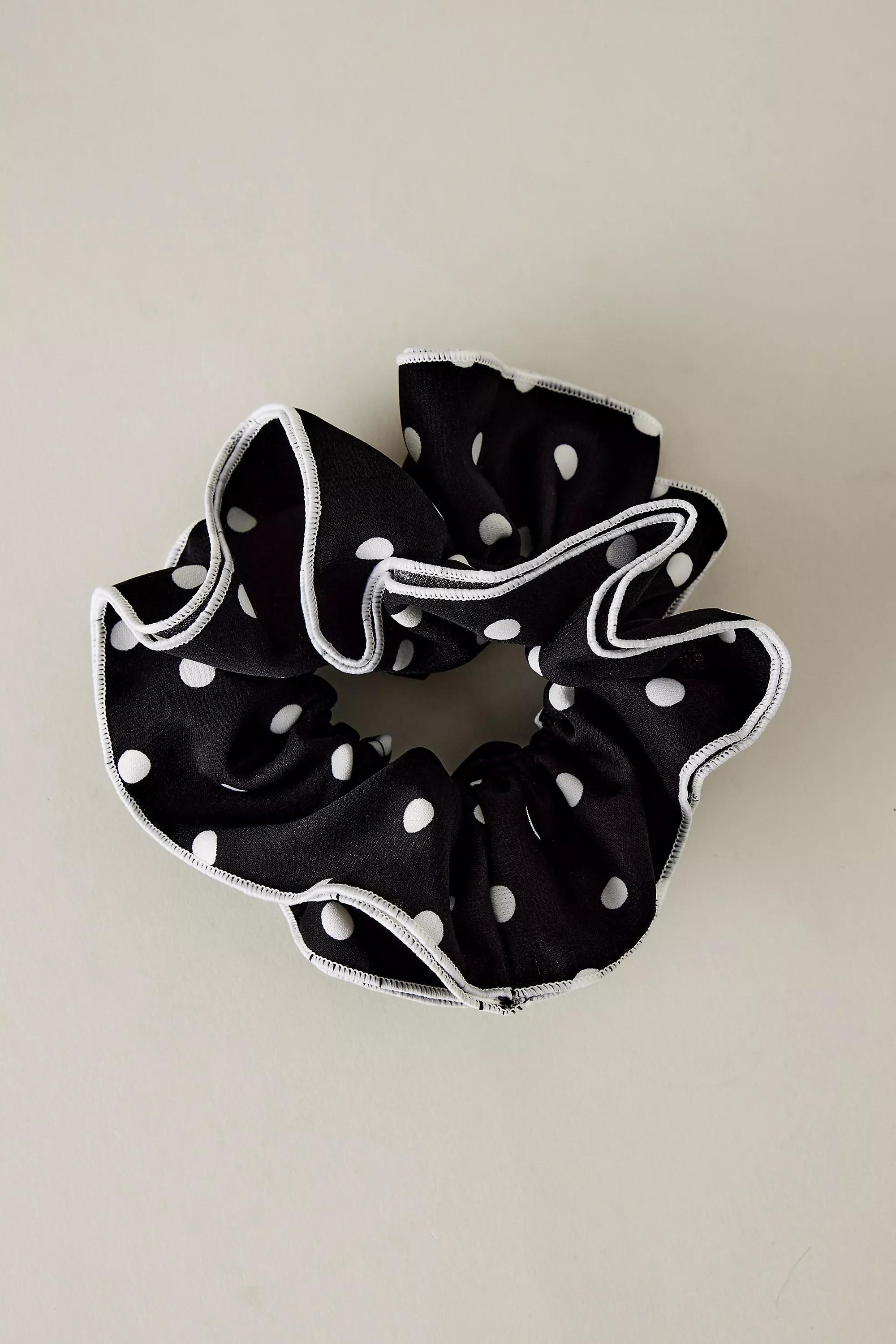 Polka Dot Hair Scrunchie, Black, A501_0001, large image number 0