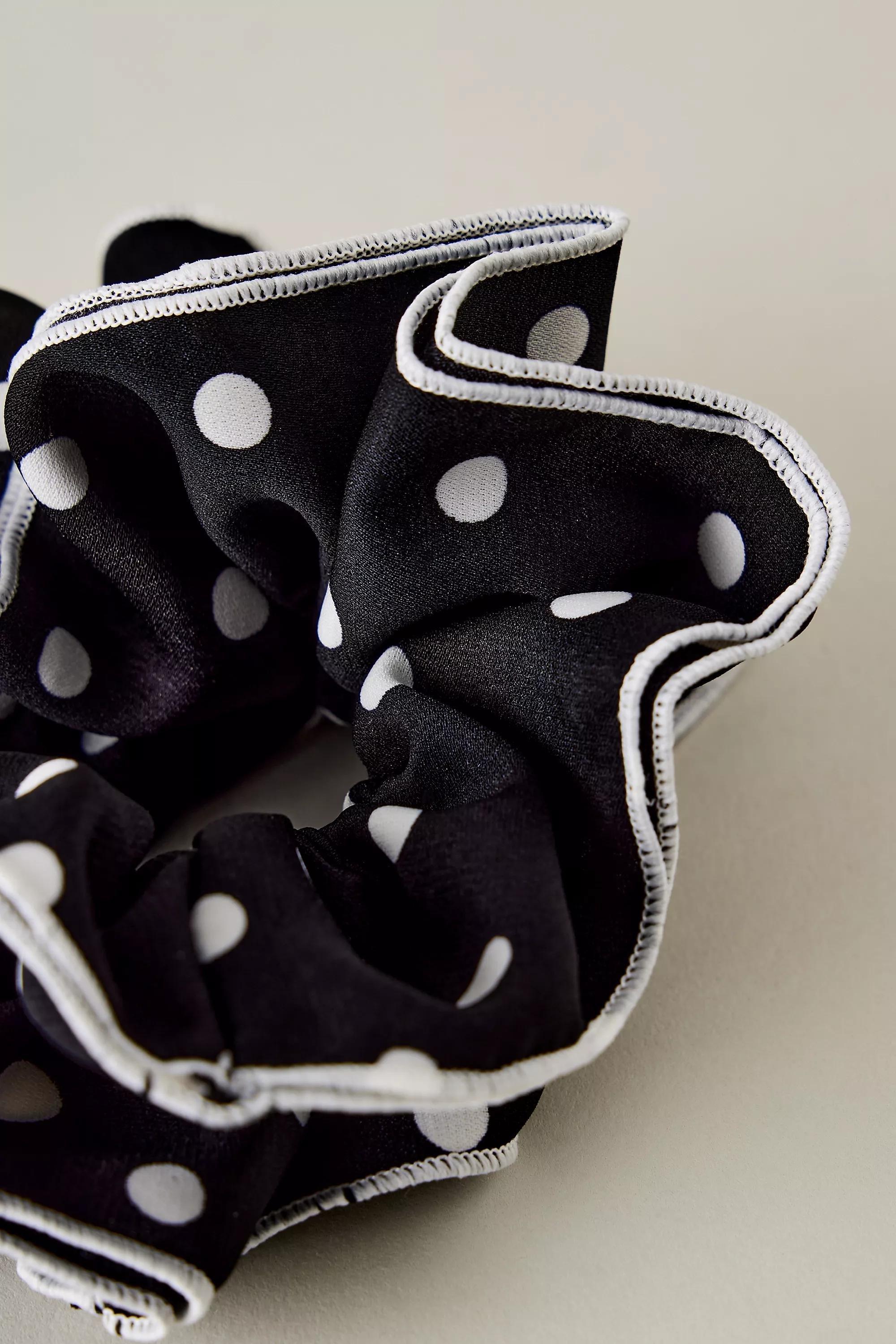 Polka Dot Hair Scrunchie, Black, A501_0001, large image number 1