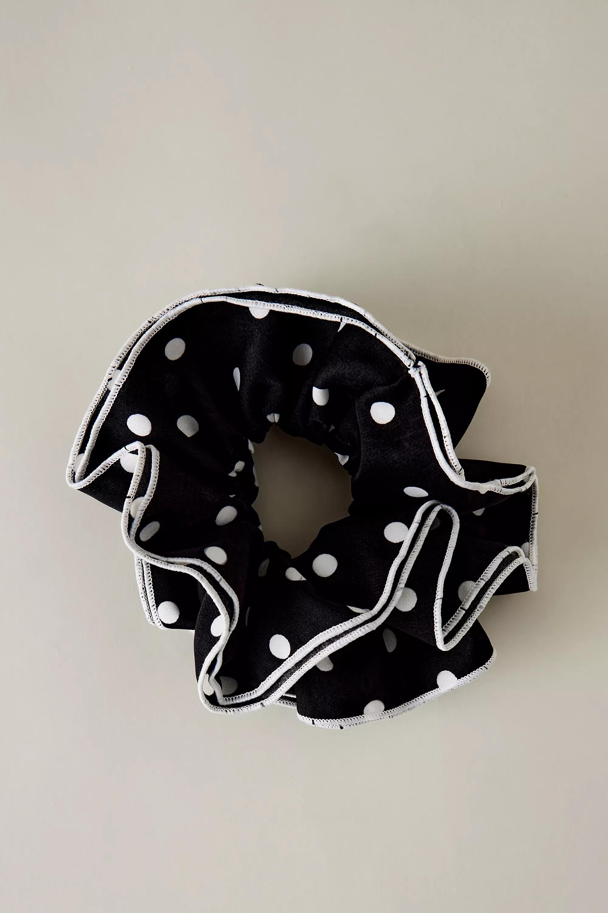 Polka Dot Hair Scrunchie, Black, A501_0001, large image number 4