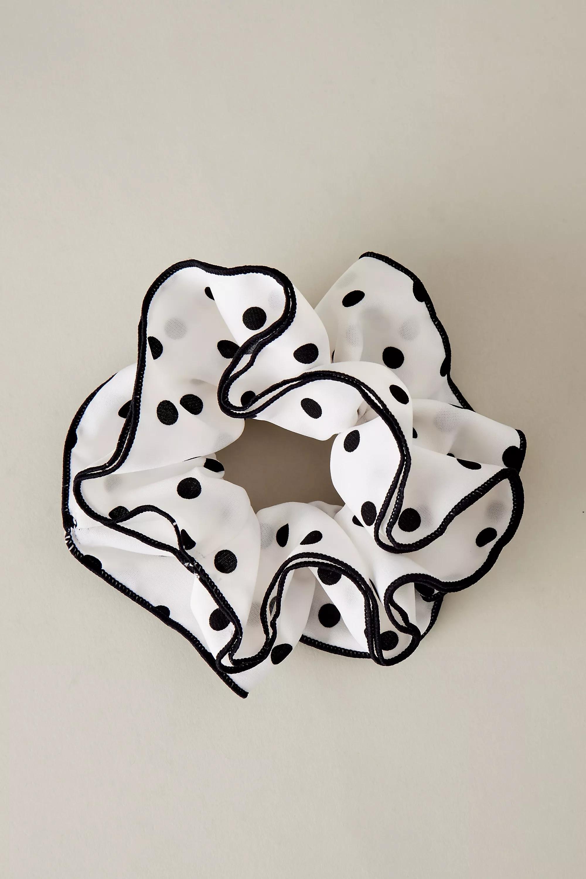 Polka Dot Hair Scrunchie, White, A501_0010, large image number 1