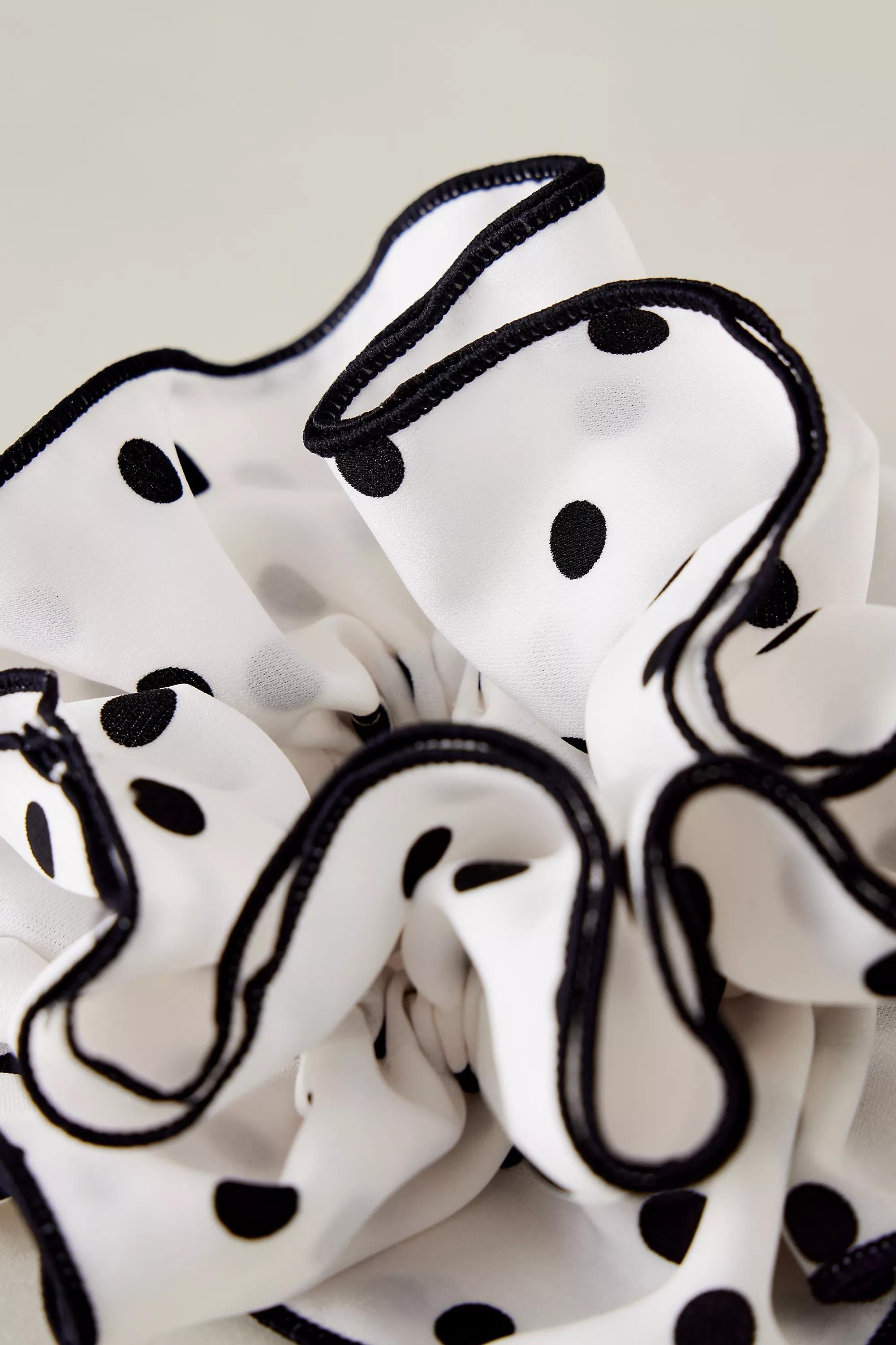 Polka Dot Hair Scrunchie, White, A501_0010, large image number 2