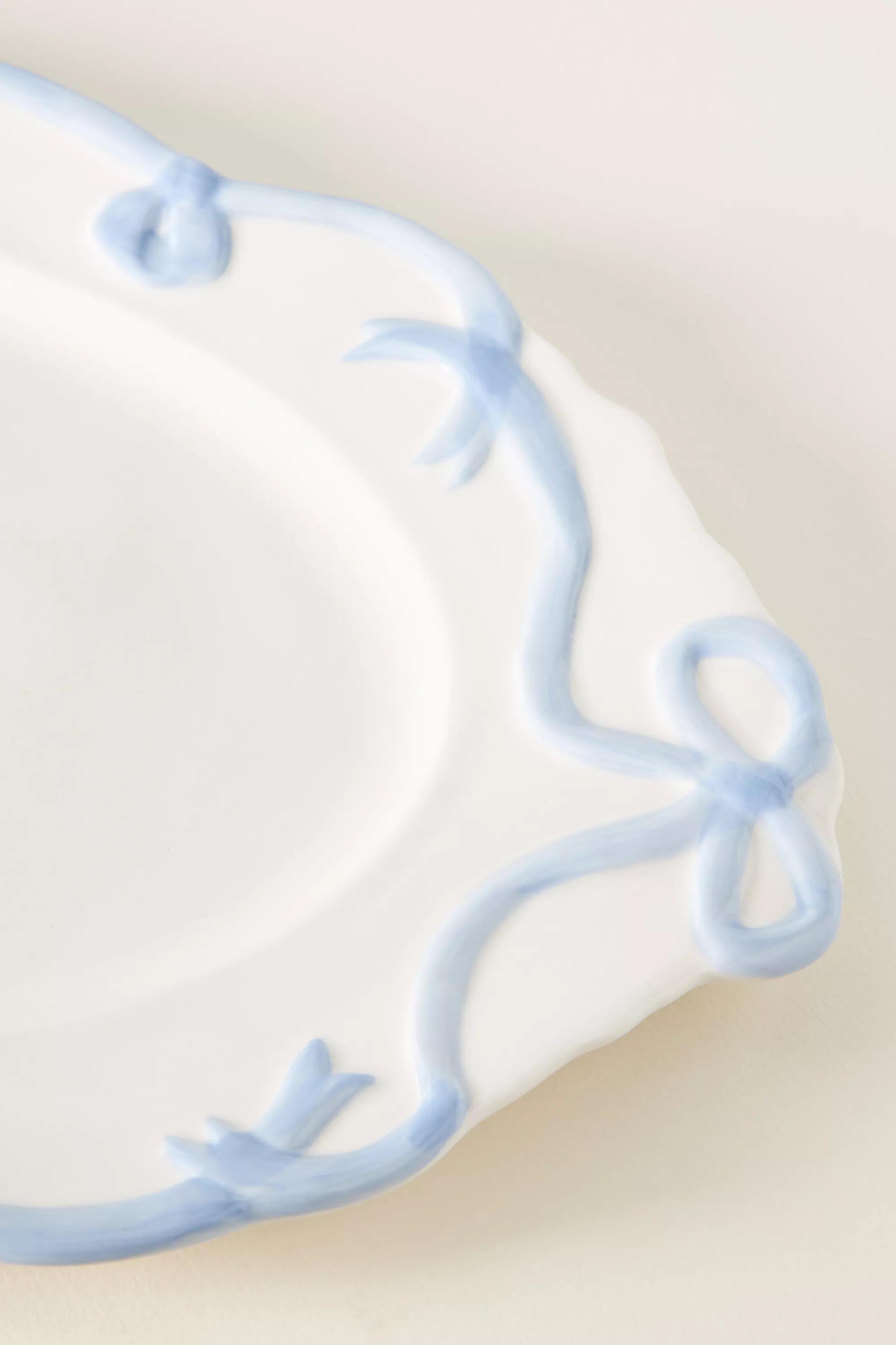 Benedita Bow Ceramic Stoneware Platter, Blue, A501_0045, large image number 1