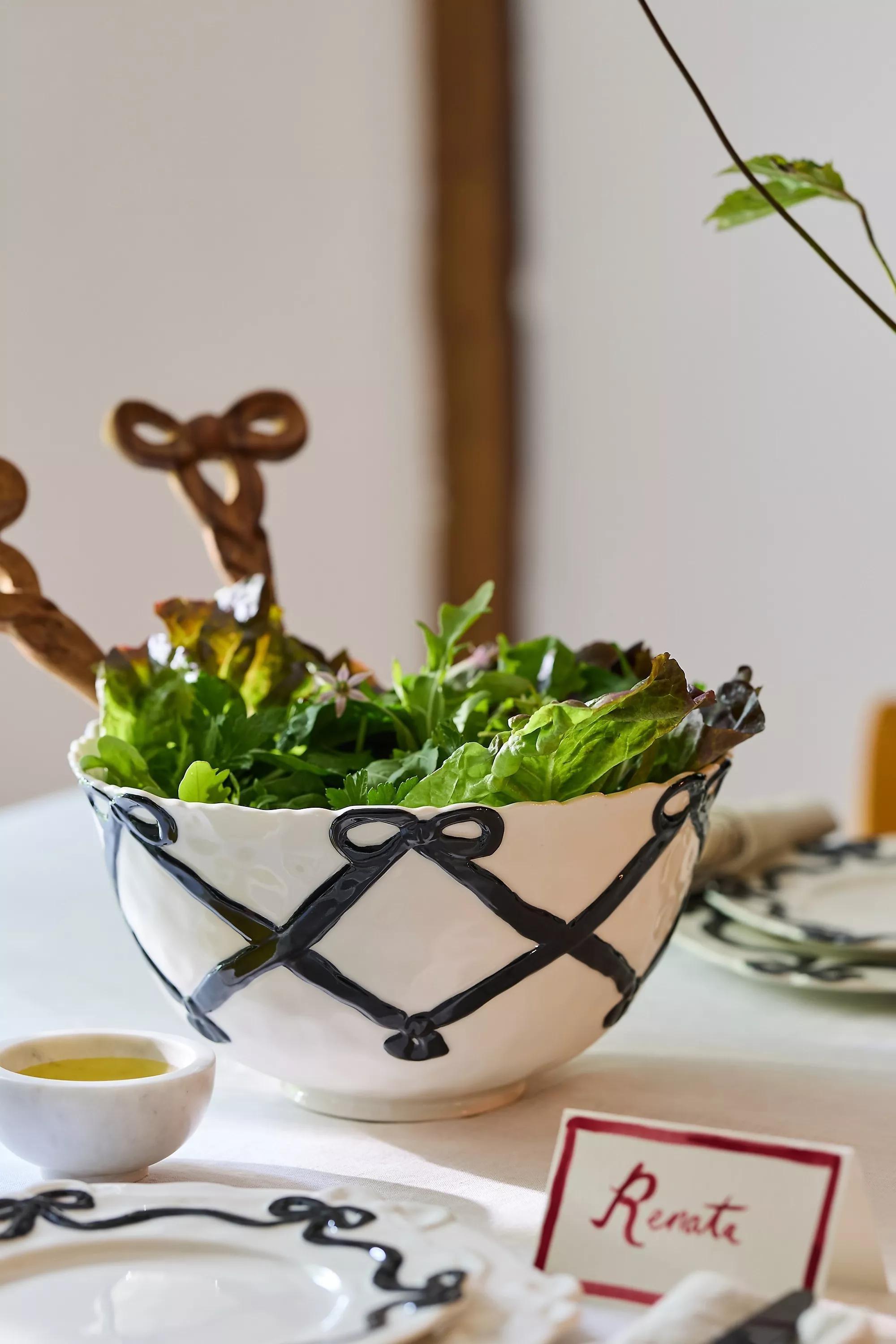 Benedita Bow Ceramic Stoneware Serve Bowl, Black, , medium