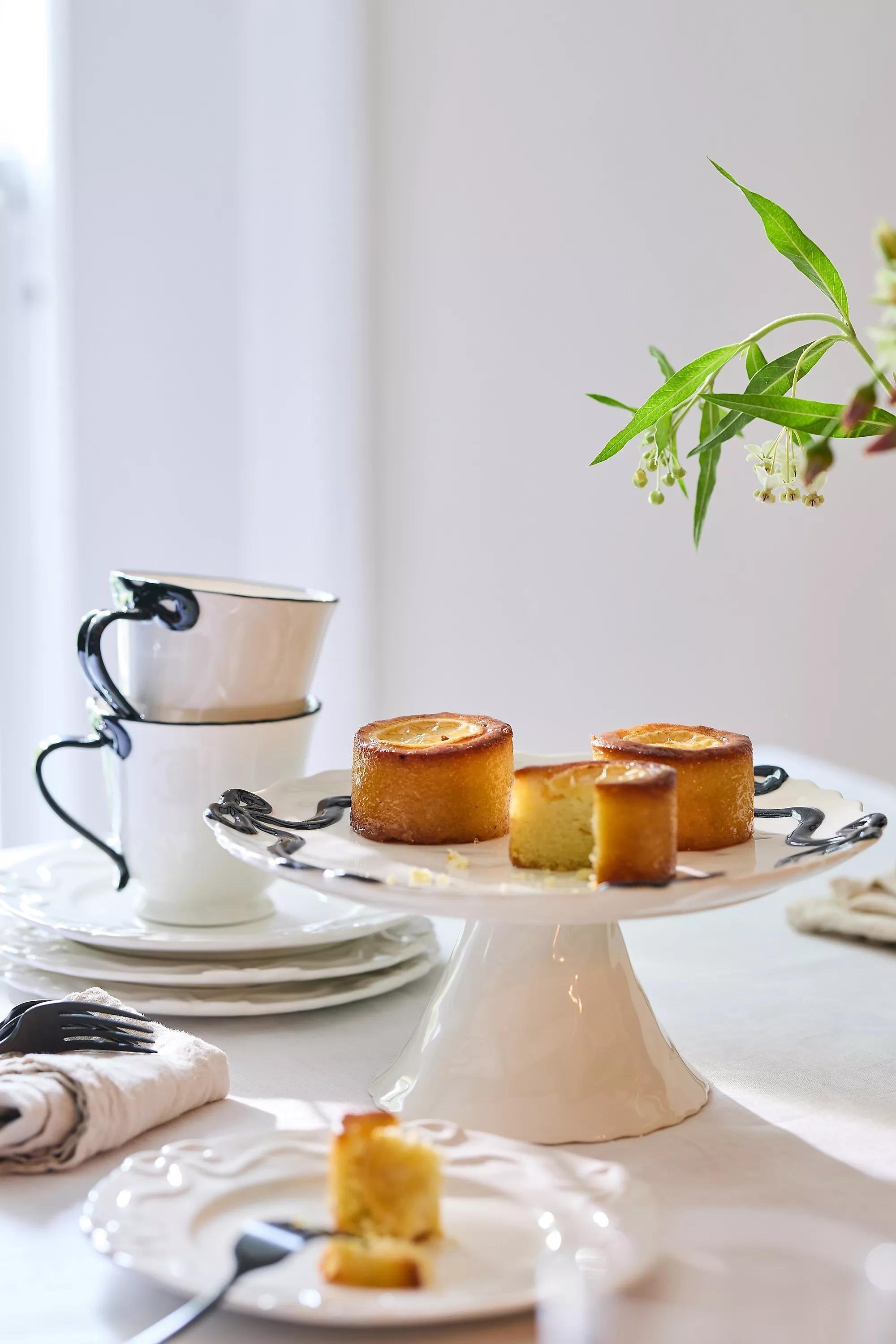 Benedita Bow Ceramic Stoneware Cake Stand, Black, A501_0001, large image number 0