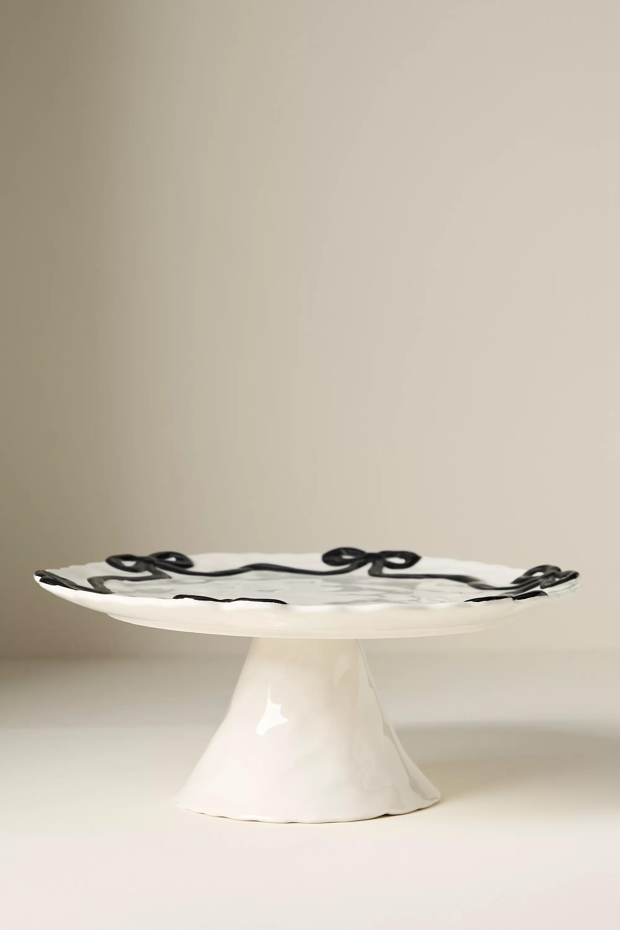 Benedita Bow Ceramic Stoneware Cake Stand, Black, A501_0001, medium