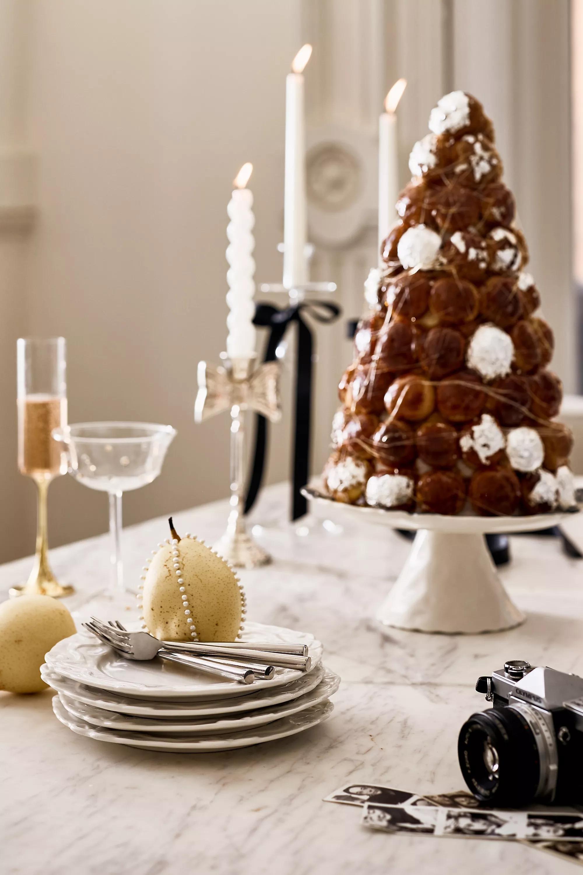 Benedita Bow Ceramic Stoneware Cake Stand, Black, A501_0001, medium