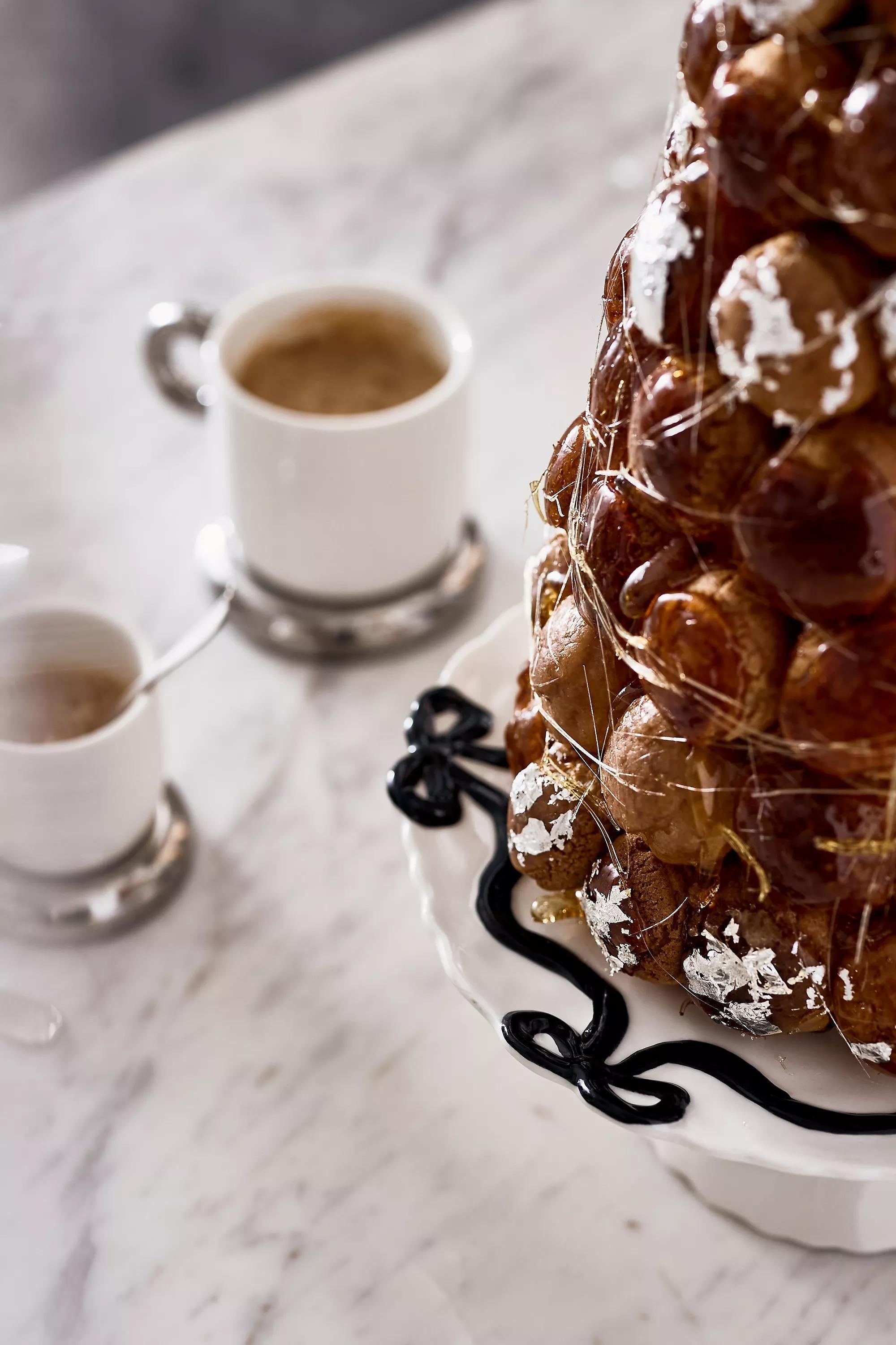 Benedita Bow Ceramic Stoneware Cake Stand, Black, A501_0001, large image number 3